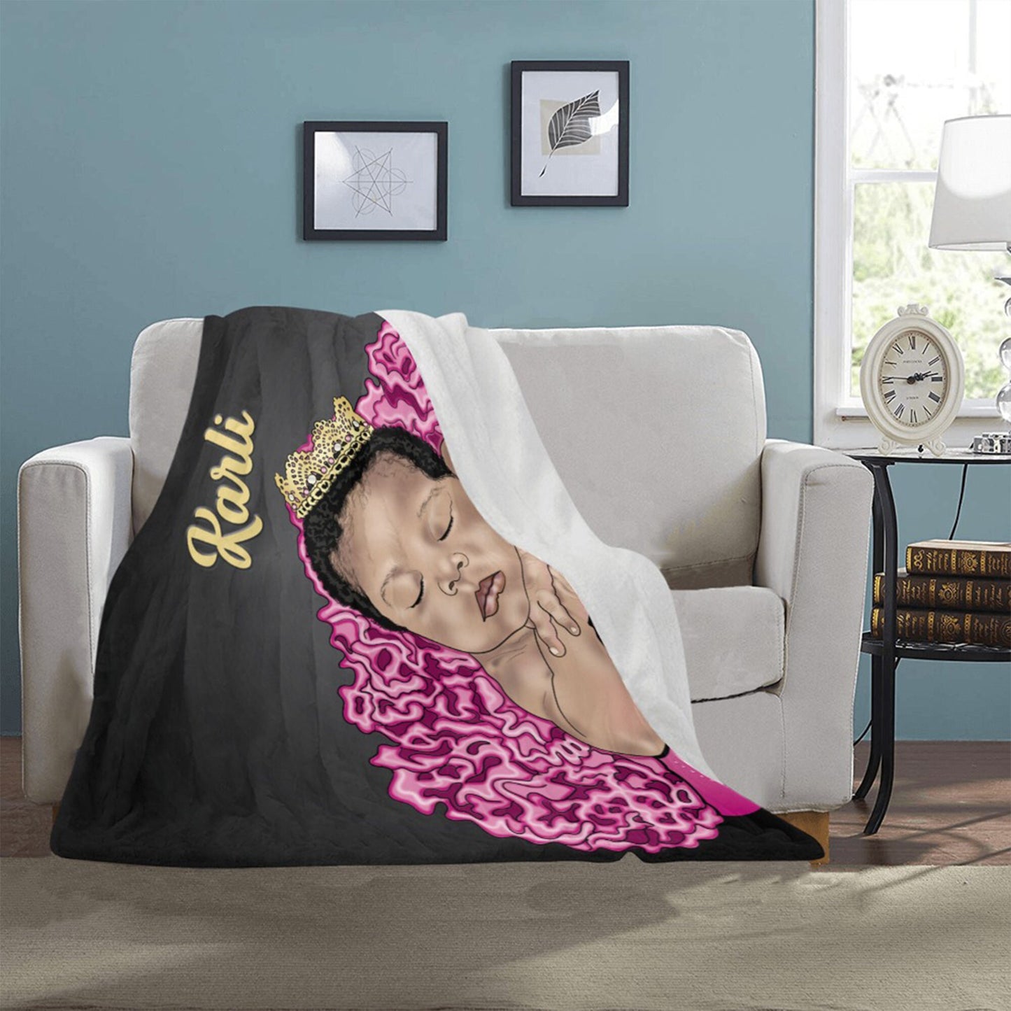 Personalized Baby Girl Blanket/Little Princess/ Custom Name Blanket/ Newborn Baby Girl/ Baby Shower Gift/ African American Baby Girl