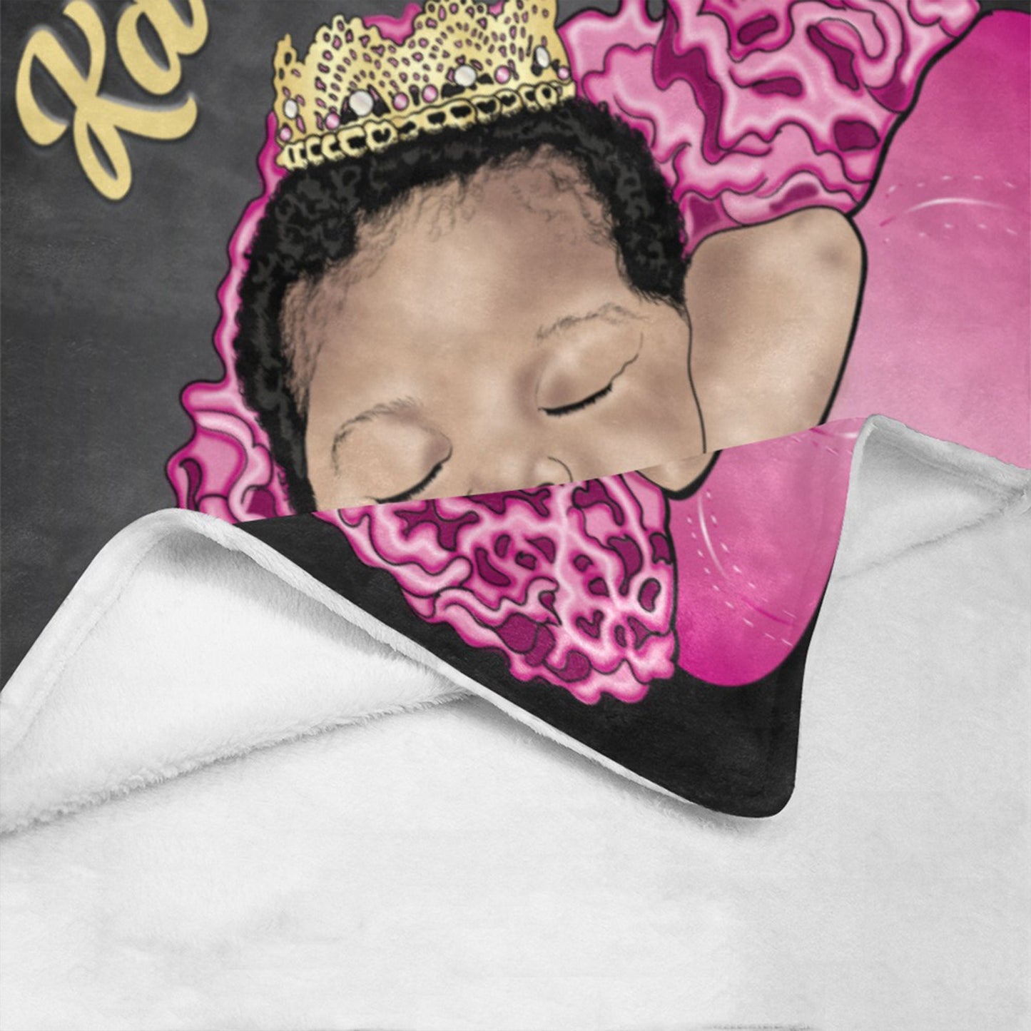 Personalized Baby Girl Blanket/Little Princess/ Custom Name Blanket/ Newborn Baby Girl/ Baby Shower Gift/ African American Baby Girl
