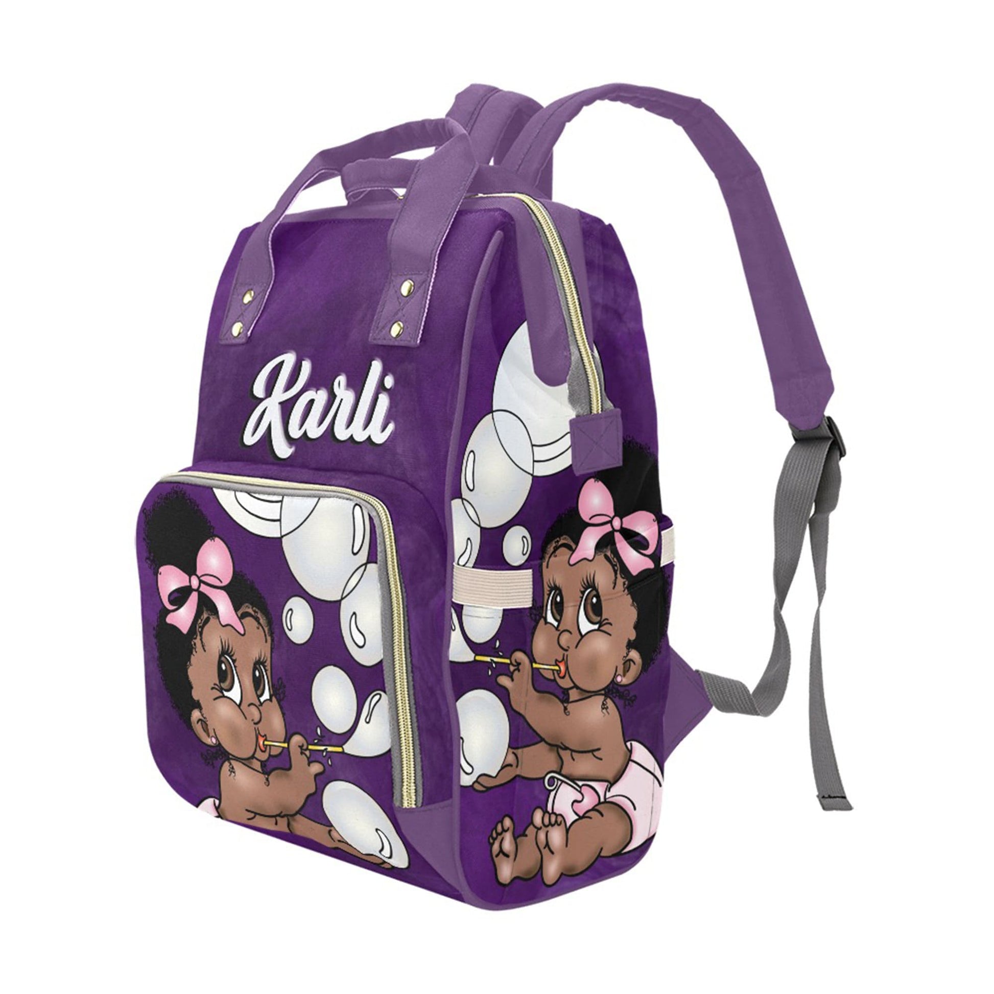 Afro Personalized Baby Bag/ Diaper Bag/ African American Baby Girl Backpack/ Clothing Bottles Bag/ Baby Shower Gift