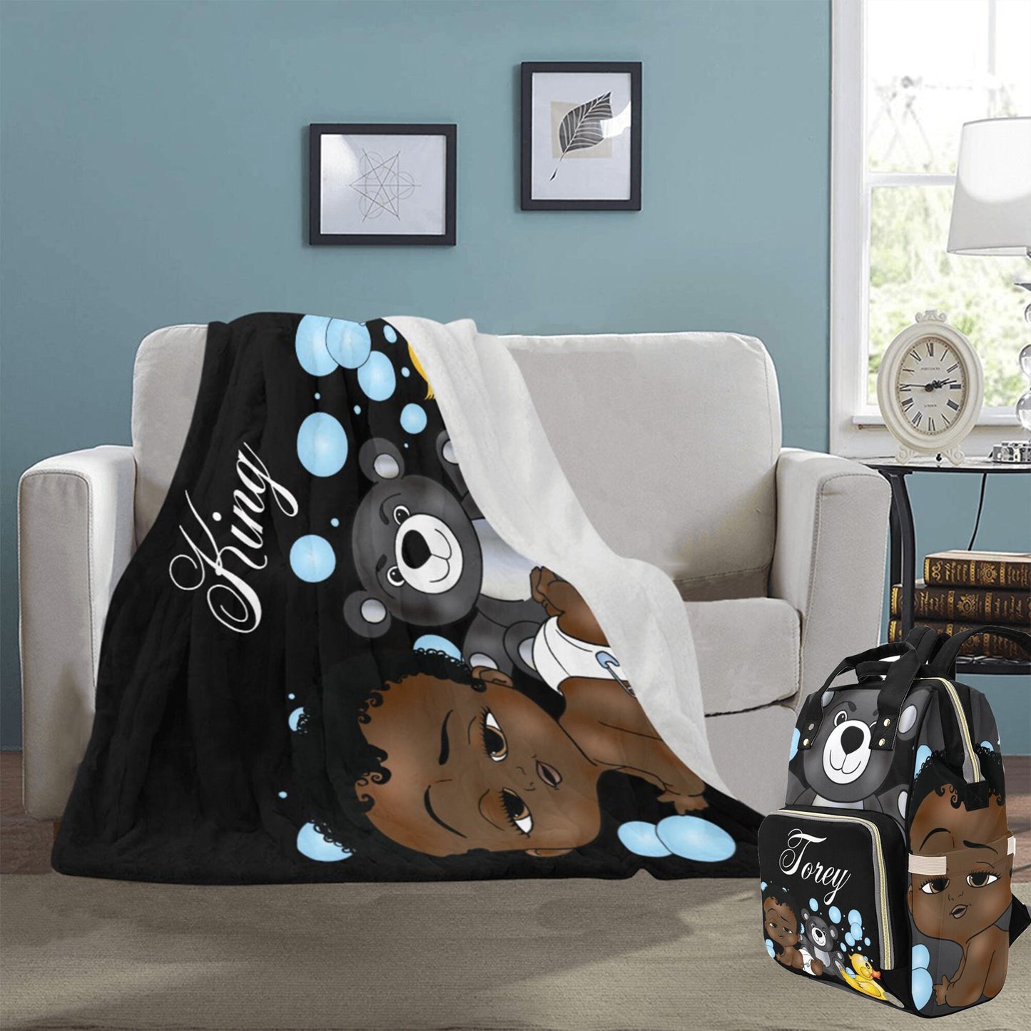 Personalized Baby Boy Blanket/ fleece Blanket/ Custom Name Blanket/ Newborn Baby Boy/ Baby Shower Gift/ African American Baby Boy