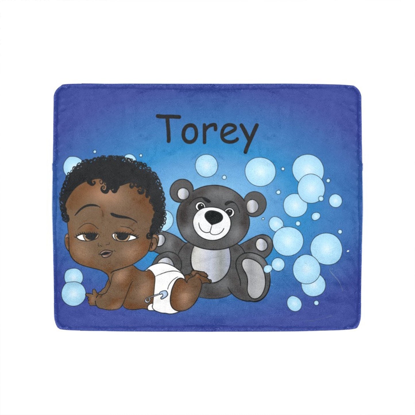 Personalized Baby Boy Blanket/ fleece Blanket/ Custom Name Blanket/ Newborn Baby Boy/ Baby Shower Gift/ African American Baby Boy