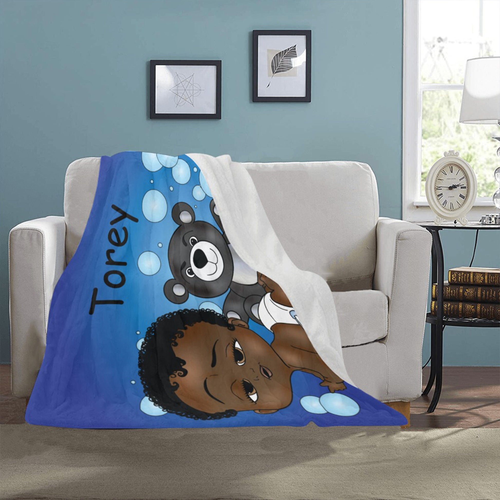 Personalized Baby Boy Blanket/ fleece Blanket/ Custom Name Blanket/ Newborn Baby Boy/ Baby Shower Gift/ African American Baby Boy