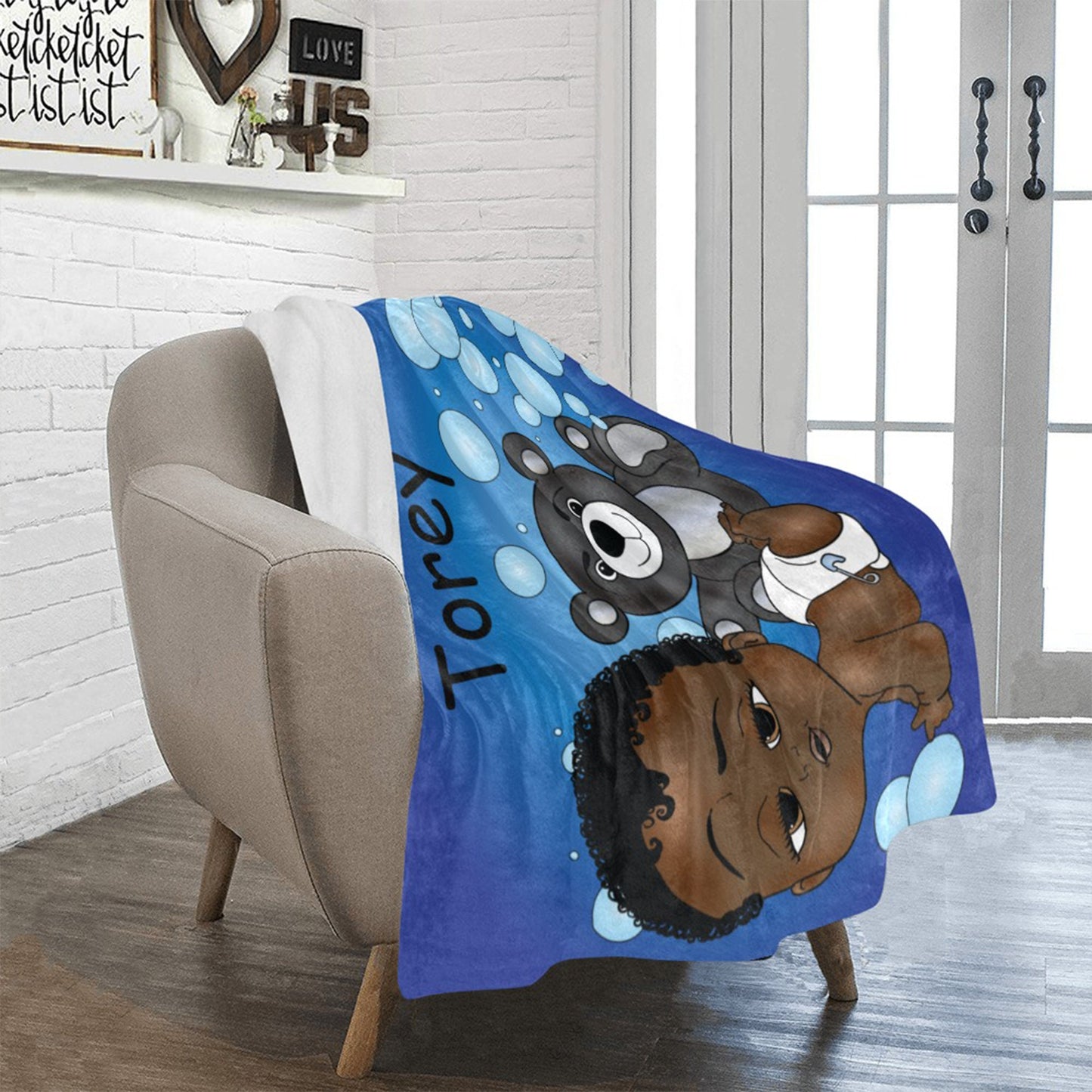 Personalized Baby Boy Blanket/ fleece Blanket/ Custom Name Blanket/ Newborn Baby Boy/ Baby Shower Gift/ African American Baby Boy