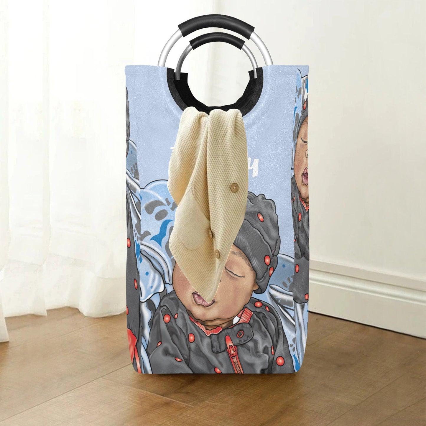 Personalized Baby Hamper/ Laundry Bag/ African American Baby Boy Laundry Basket/ Storage Basket/ Baby Shower Gift