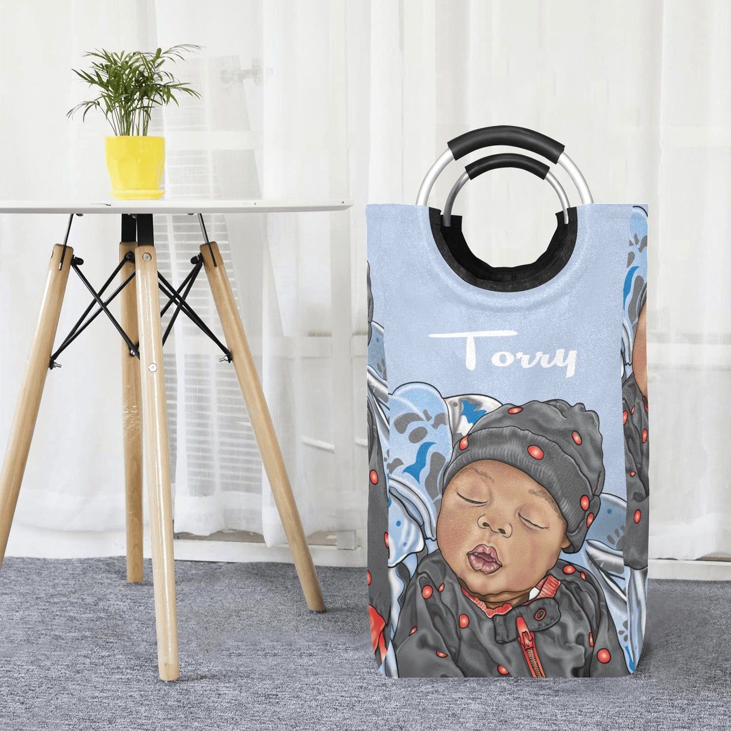 Personalized Baby Hamper/ Laundry Bag/ African American Baby Boy Laundry Basket/ Storage Basket/ Baby Shower Gift