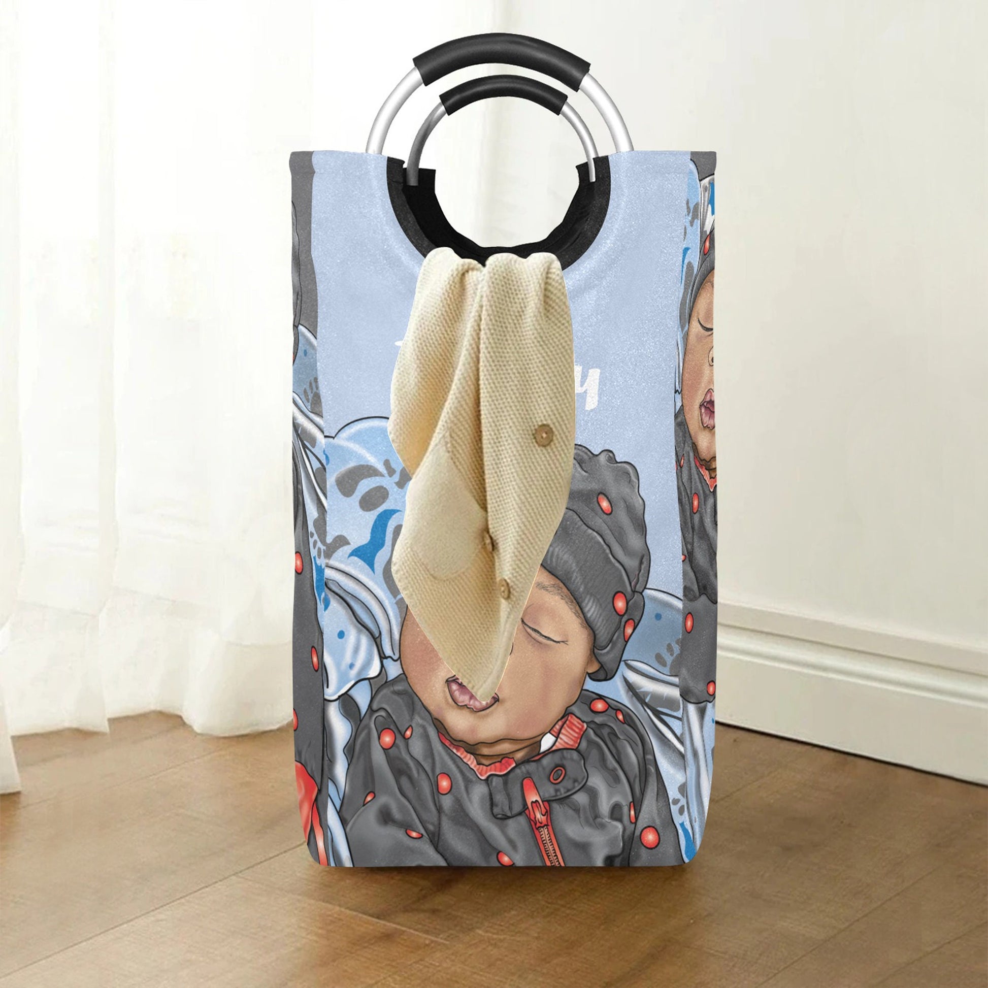 Personalized Baby Hamper/ Laundry Bag/ African American Baby Boy Laundry Basket/ Storage Basket/ Baby Shower Gift