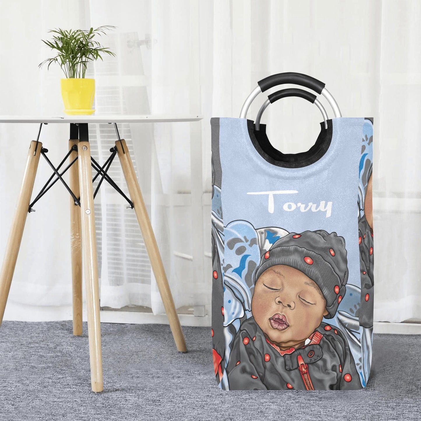 Personalized Baby Hamper/ Laundry Bag/ African American Baby Boy Laundry Basket/ Storage Basket/ Baby Shower Gift