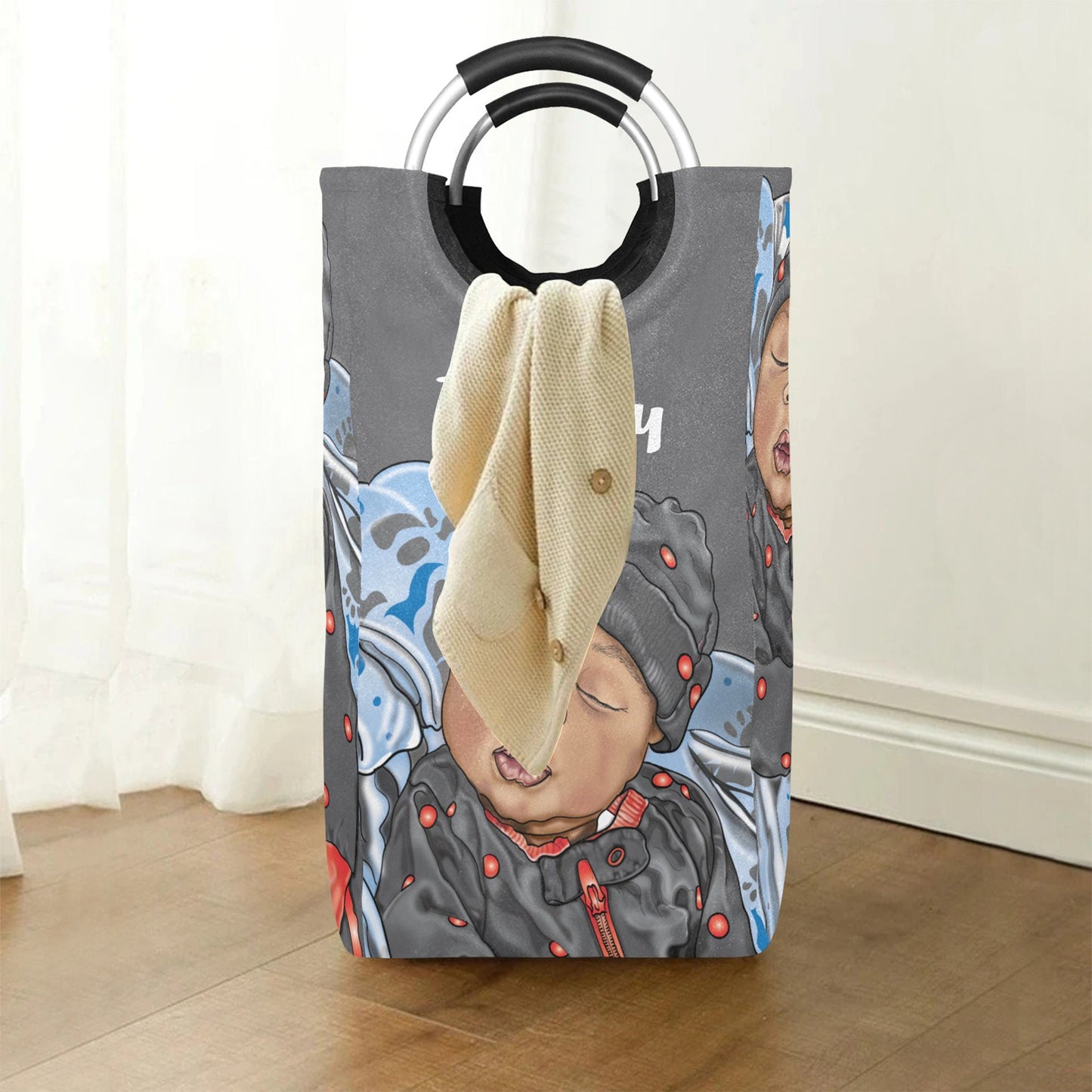 Personalized Baby Hamper/ Laundry Bag/ African American Baby Boy Laundry Basket/ Storage Basket/ Baby Shower Gift