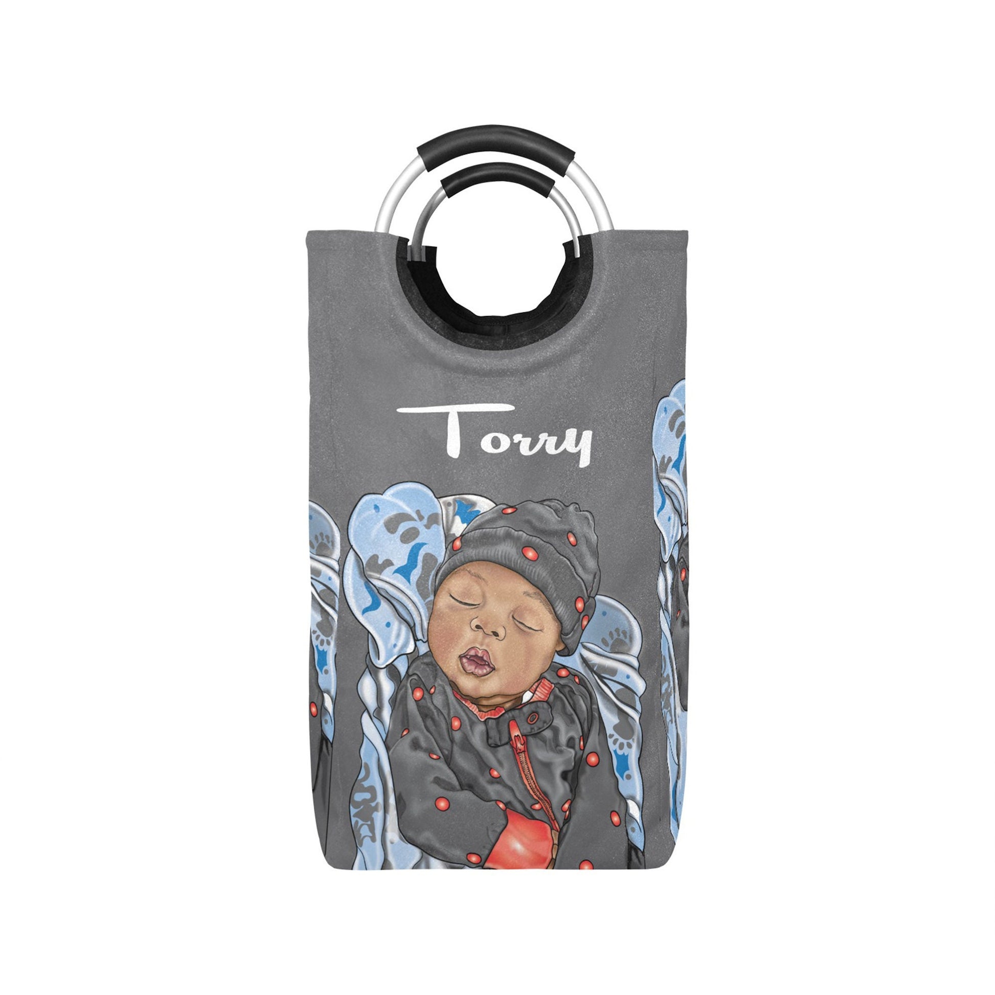 Personalized Baby Hamper/ Laundry Bag/ African American Baby Boy Laundry Basket/ Storage Basket/ Baby Shower Gift