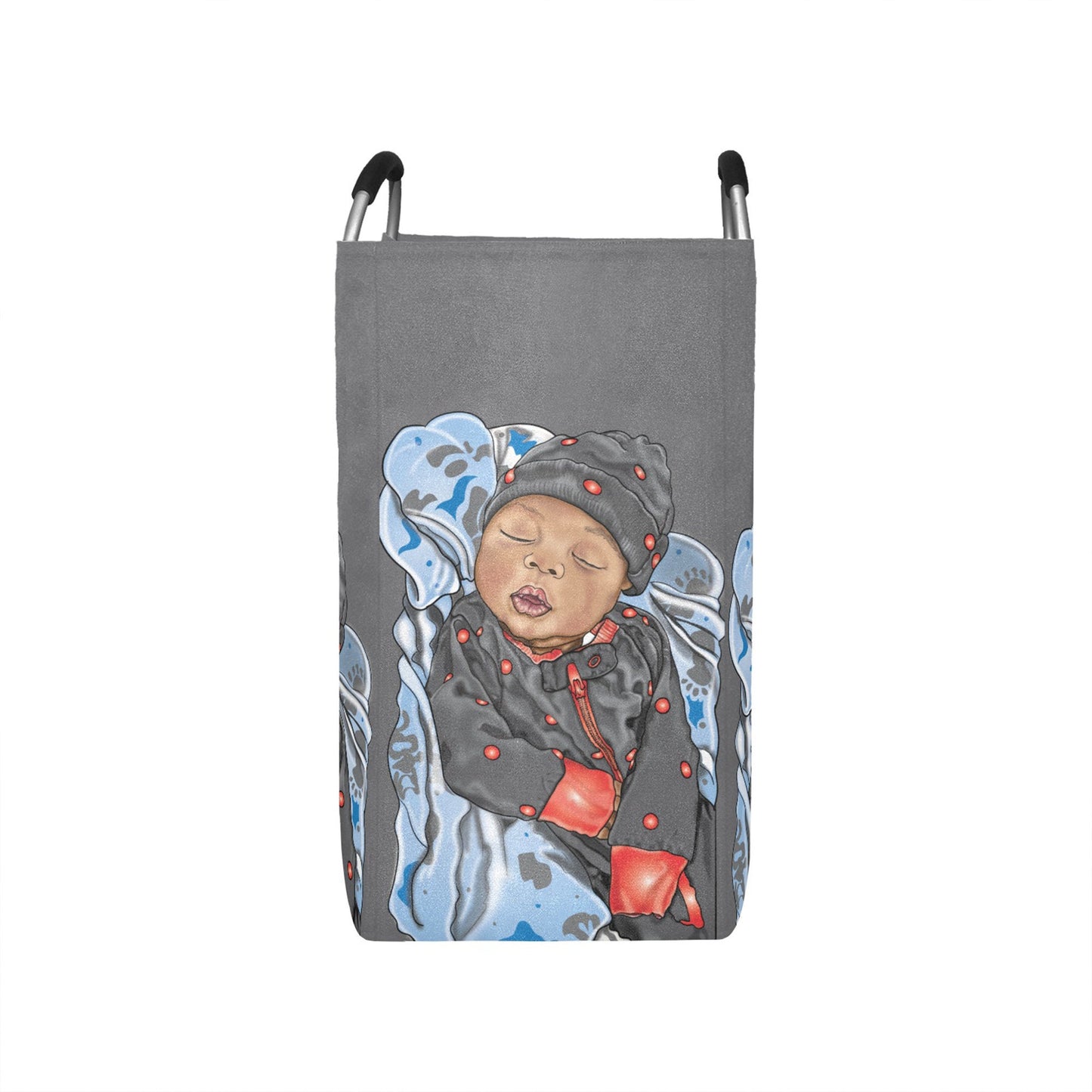 Personalized Baby Hamper/ Laundry Bag/ African American Baby Boy Laundry Basket/ Storage Basket/ Baby Shower Gift