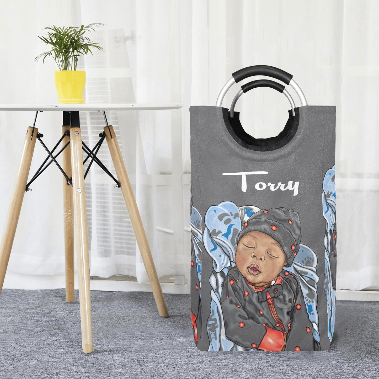 Personalized Baby Hamper/ Laundry Bag/ African American Baby Boy Laundry Basket/ Storage Basket/ Baby Shower Gift