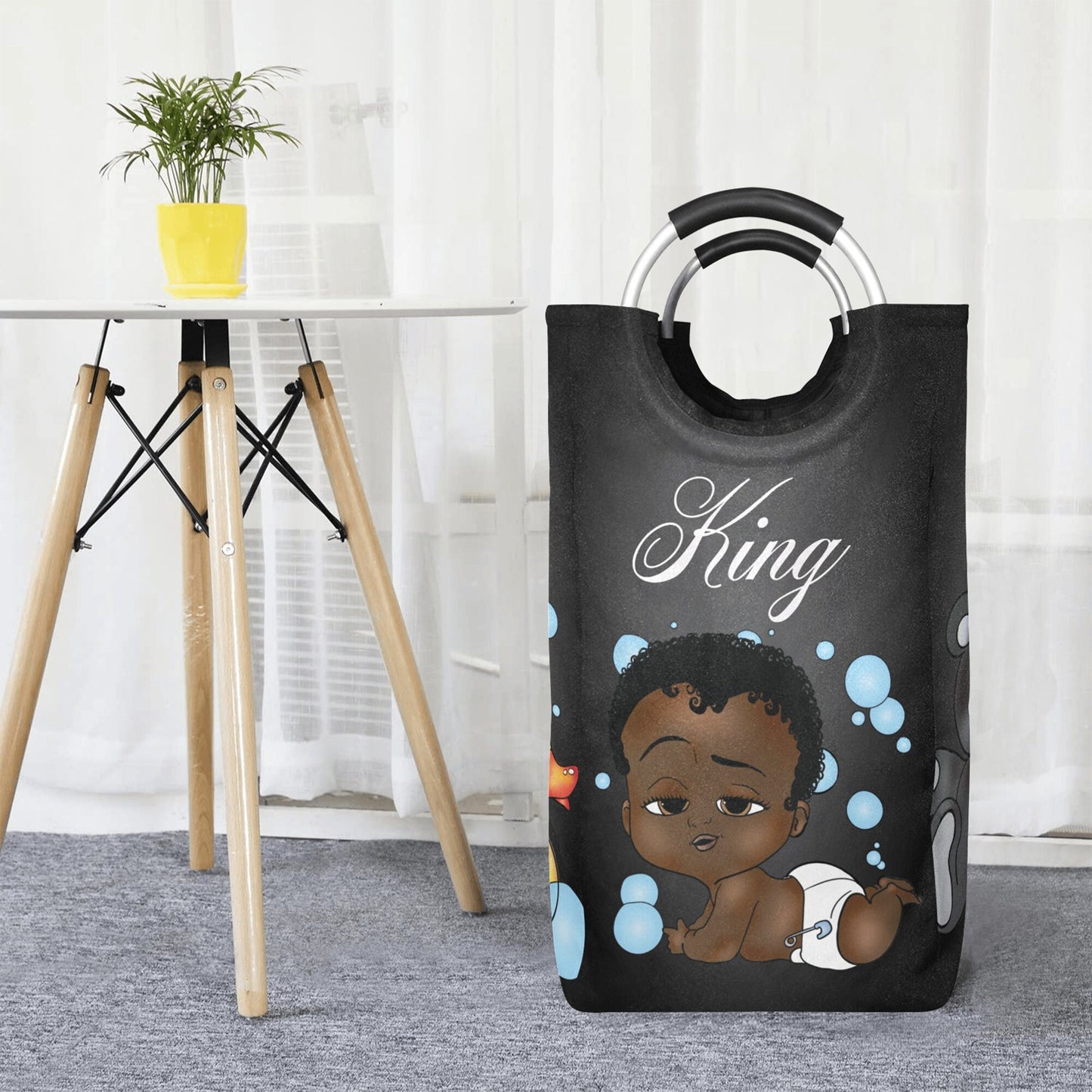 Afro Personalized Baby Hamper/ Laundry Bag/ African American Baby Boy Laundry Basket/ Storage Basket/ Baby Shower Gift