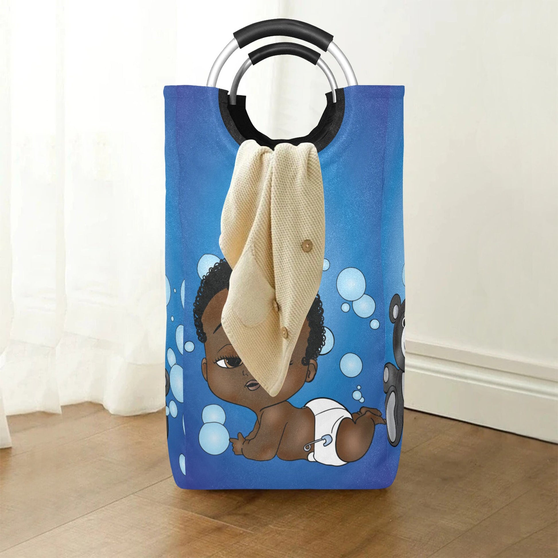 Afro Personalized Baby Hamper/ Laundry Bag/ African American Baby Boy Laundry Basket/ Storage Basket/ Baby Shower Gift