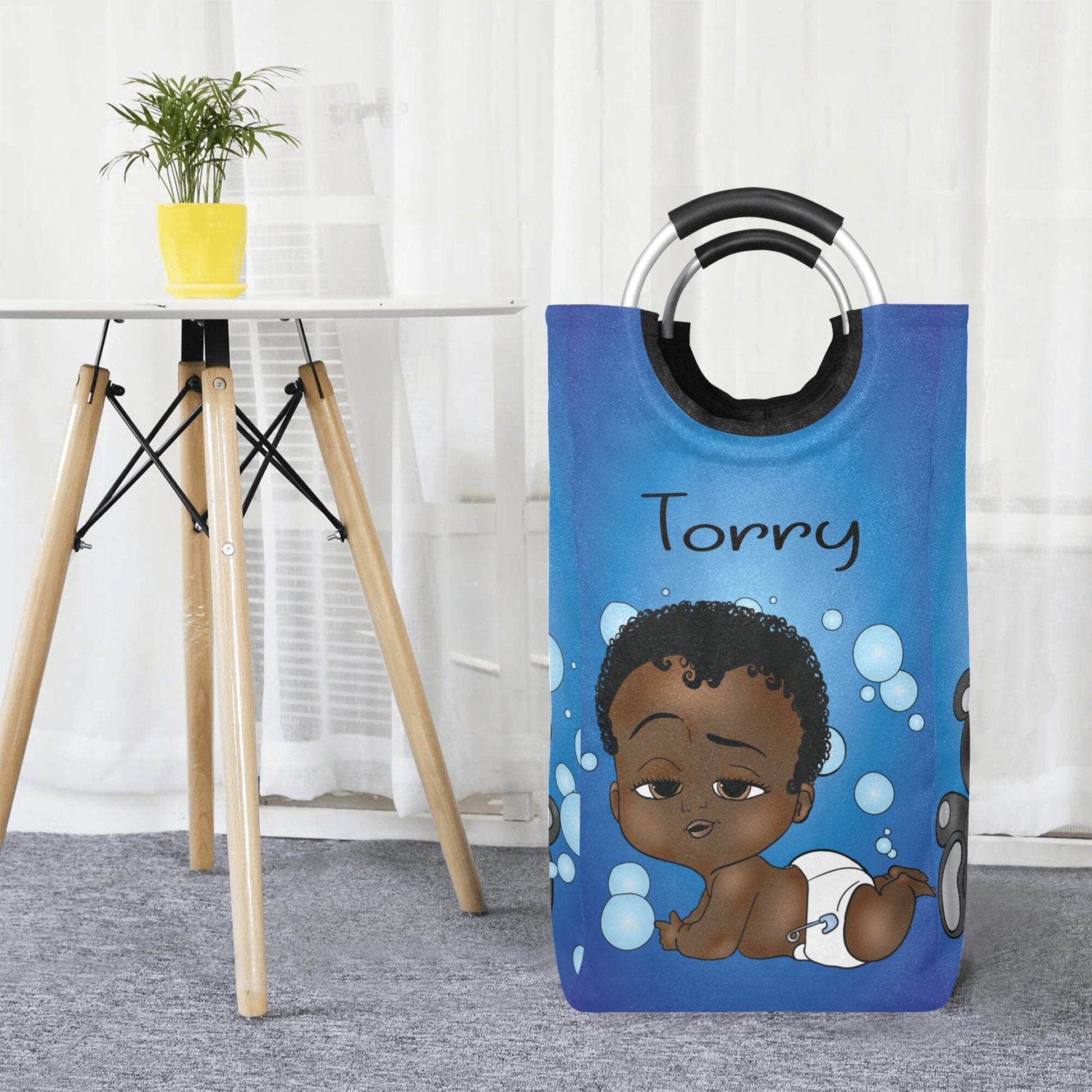 Afro Personalized Baby Hamper/ Laundry Bag/ African American Baby Boy Laundry Basket/ Storage Basket/ Baby Shower Gift