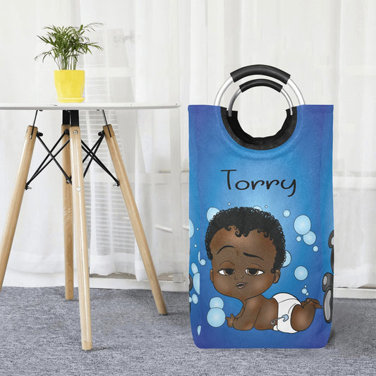 Afro Personalized Baby Hamper/ Laundry Bag/ African American Baby Boy Laundry Basket/ Storage Basket/ Baby Shower Gift