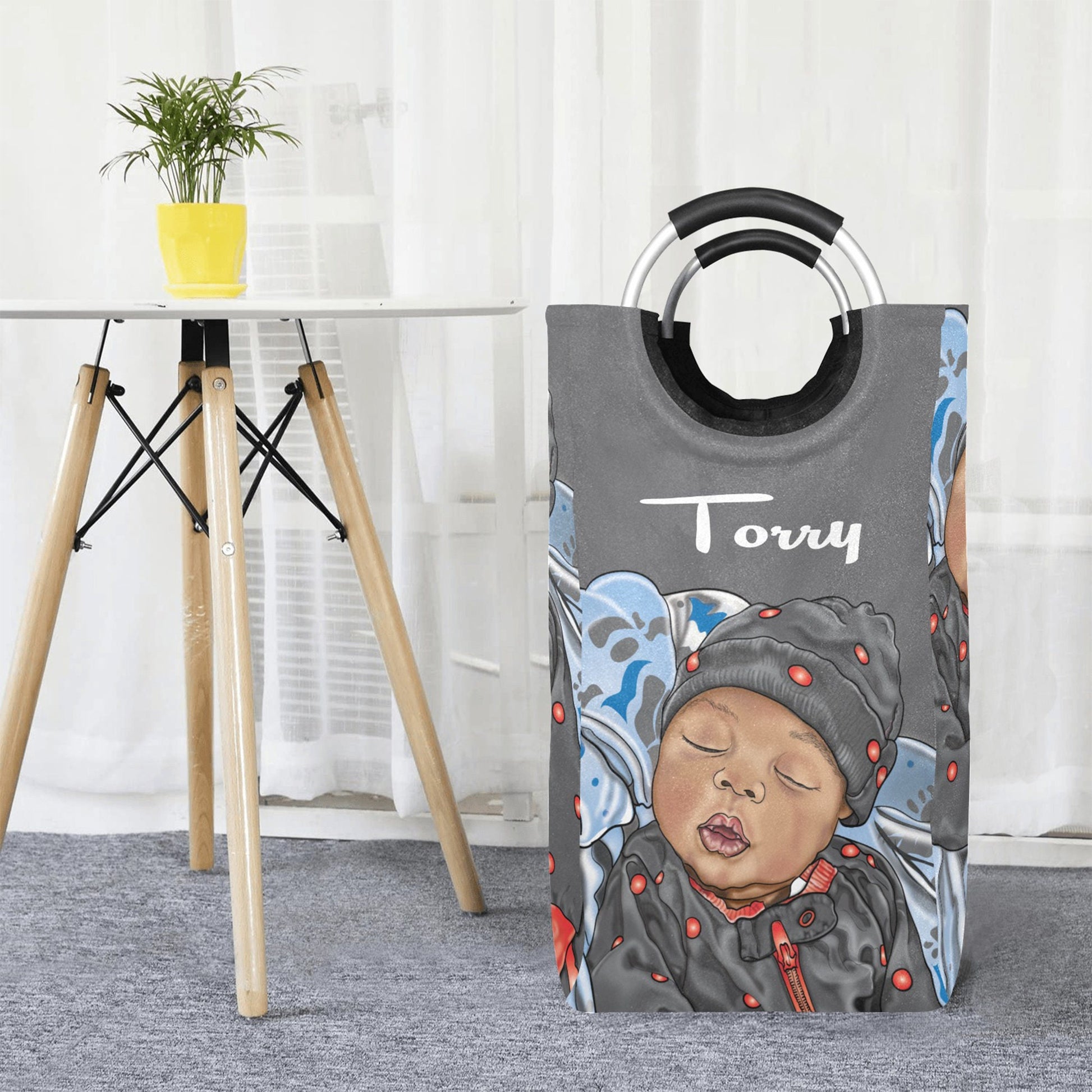 Personalized Baby Hamper/ Laundry Bag/ African American Baby Boy Laundry Basket/ Storage Basket/ Baby Shower Gift