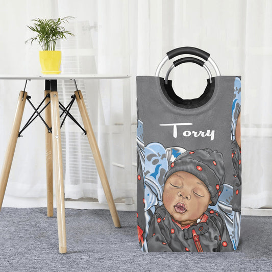 Personalized Baby Hamper/ Laundry Bag/ African American Baby Boy Laundry Basket/ Storage Basket/ Baby Shower Gift