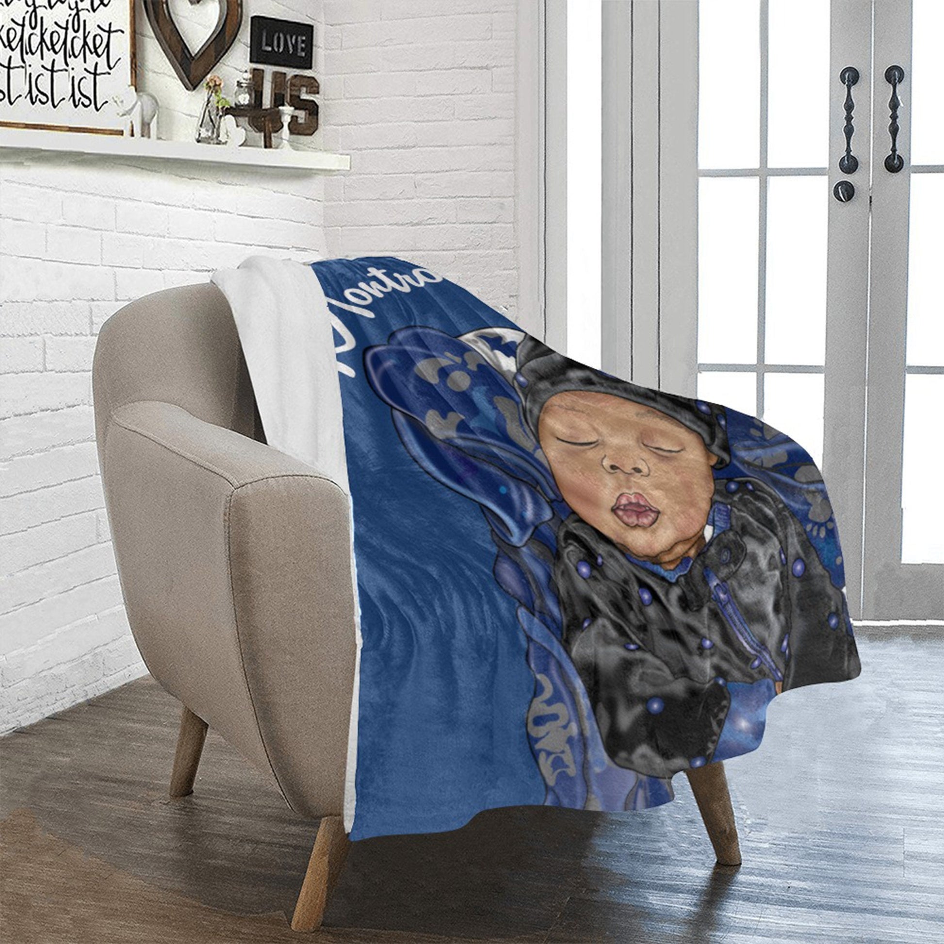 Personalized Baby Boy Blanket/ fleece Blanket/ Custom Name Blanket/ Newborn Baby Boy/ Baby Shower Gift/ African American Baby Boy