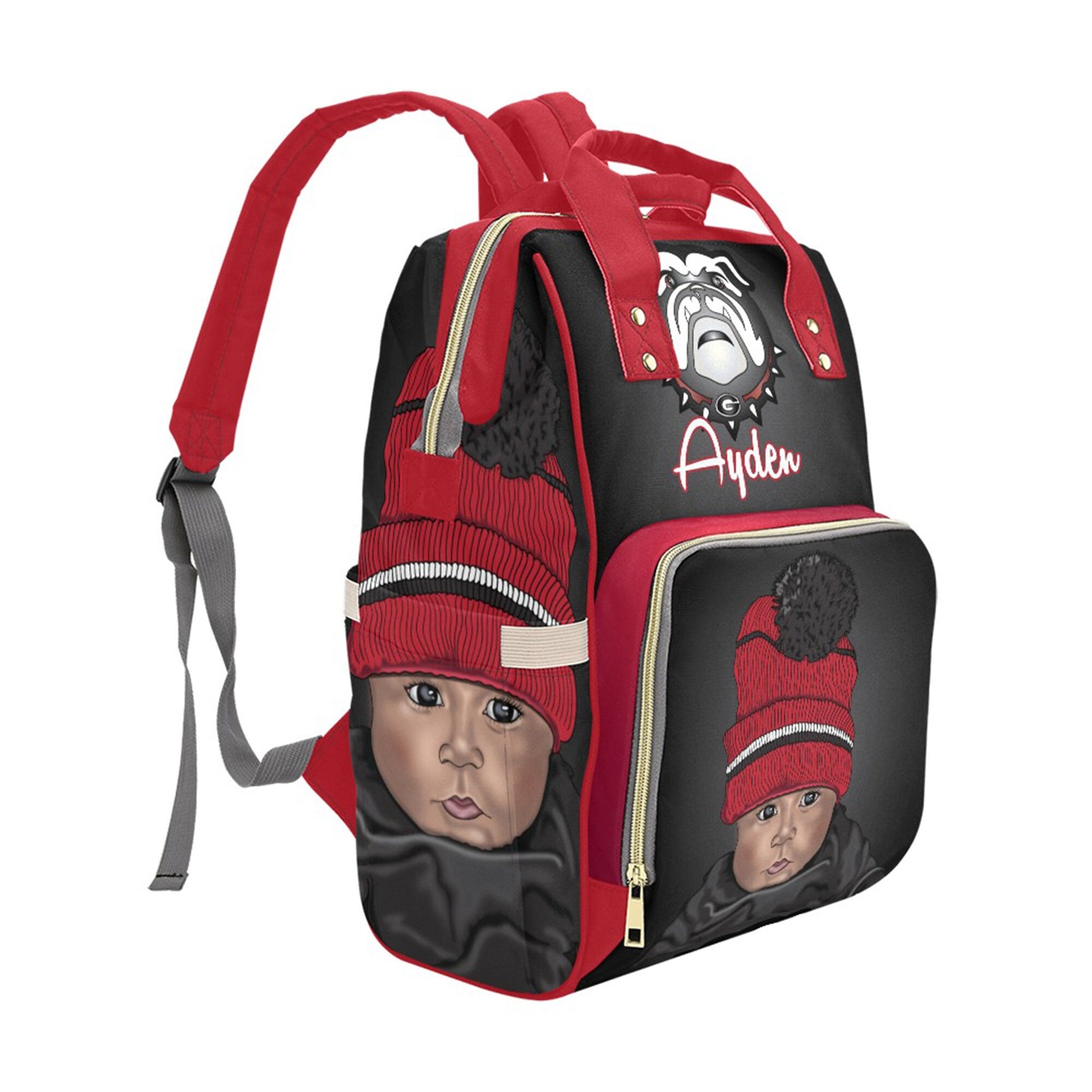 Personalized Baby Bag/ Diaper Bag/ African American Baby Boy Backpack/ Clothing Bottles Bag/ Baby Shower Gift