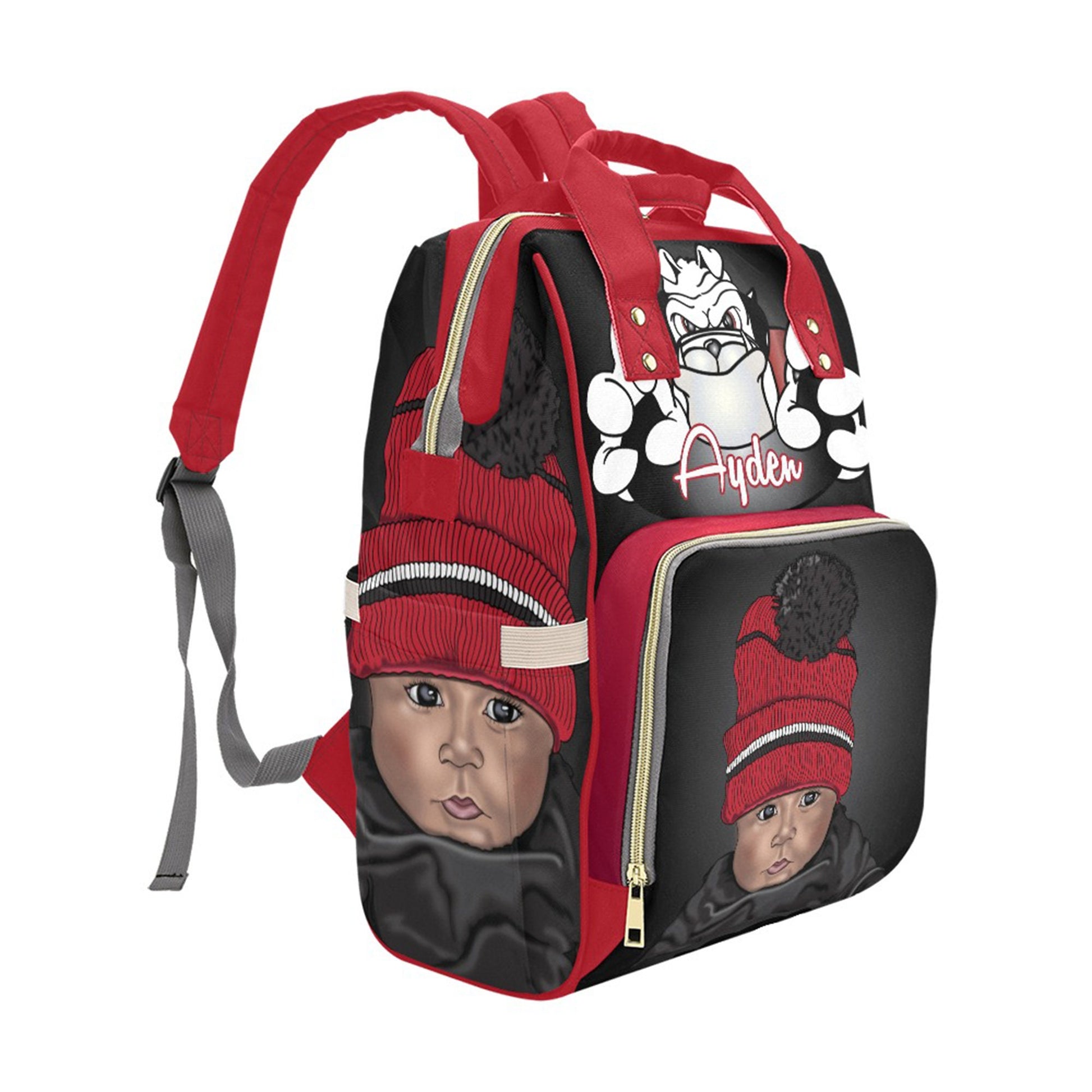 Personalized Large Diaper Bag Knapsack Set Gray STUNGO Custom Monogram /Name Embroidered Bottle warmer Pouch for infant /Baby Bag /Baby Gift