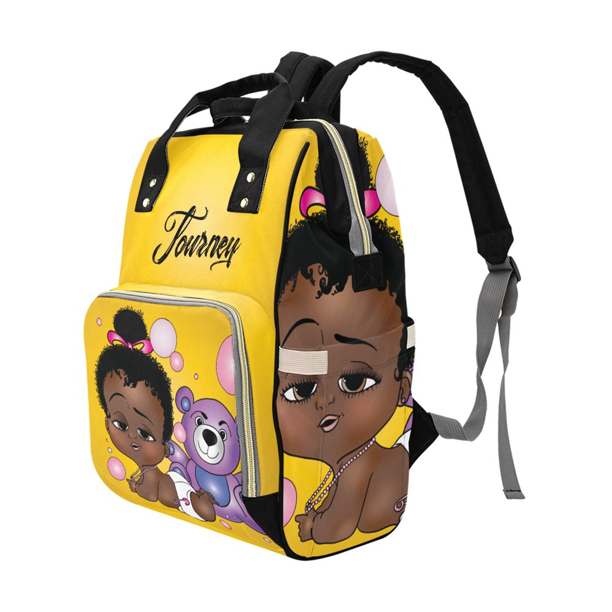 Afro Personalized Baby Bag/ Diaper Bag/ African American Baby Girl Backpack/ Clothing Bottles Bag/ Baby Shower Gift