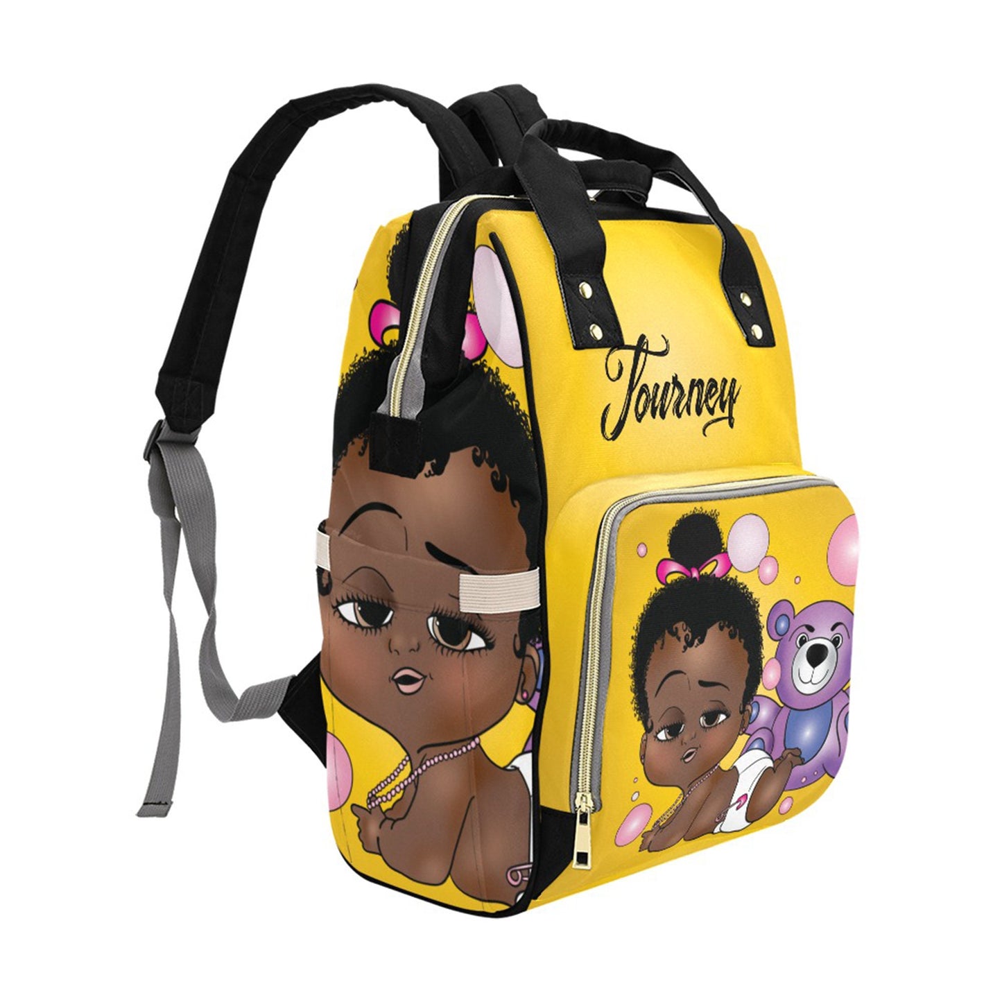 Afro Personalized Baby Bag/ Diaper Bag/ African American Baby Girl Backpack/ Clothing Bottles Bag/ Baby Shower Gift