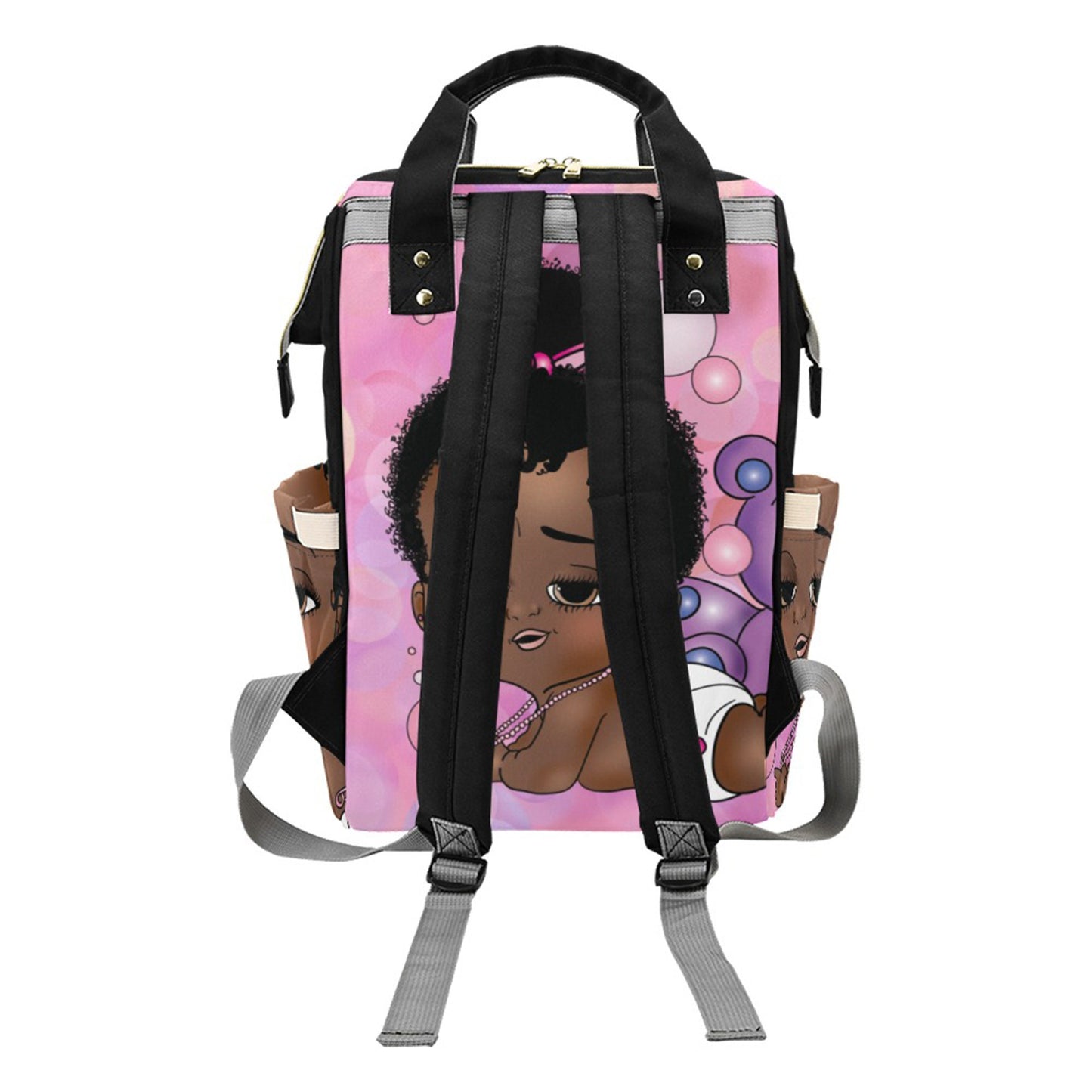 Afro Personalized Baby Bag/ Diaper Bag/ African American Baby Girl Backpack/ Clothing Bottles Bag/ Baby Shower Gift