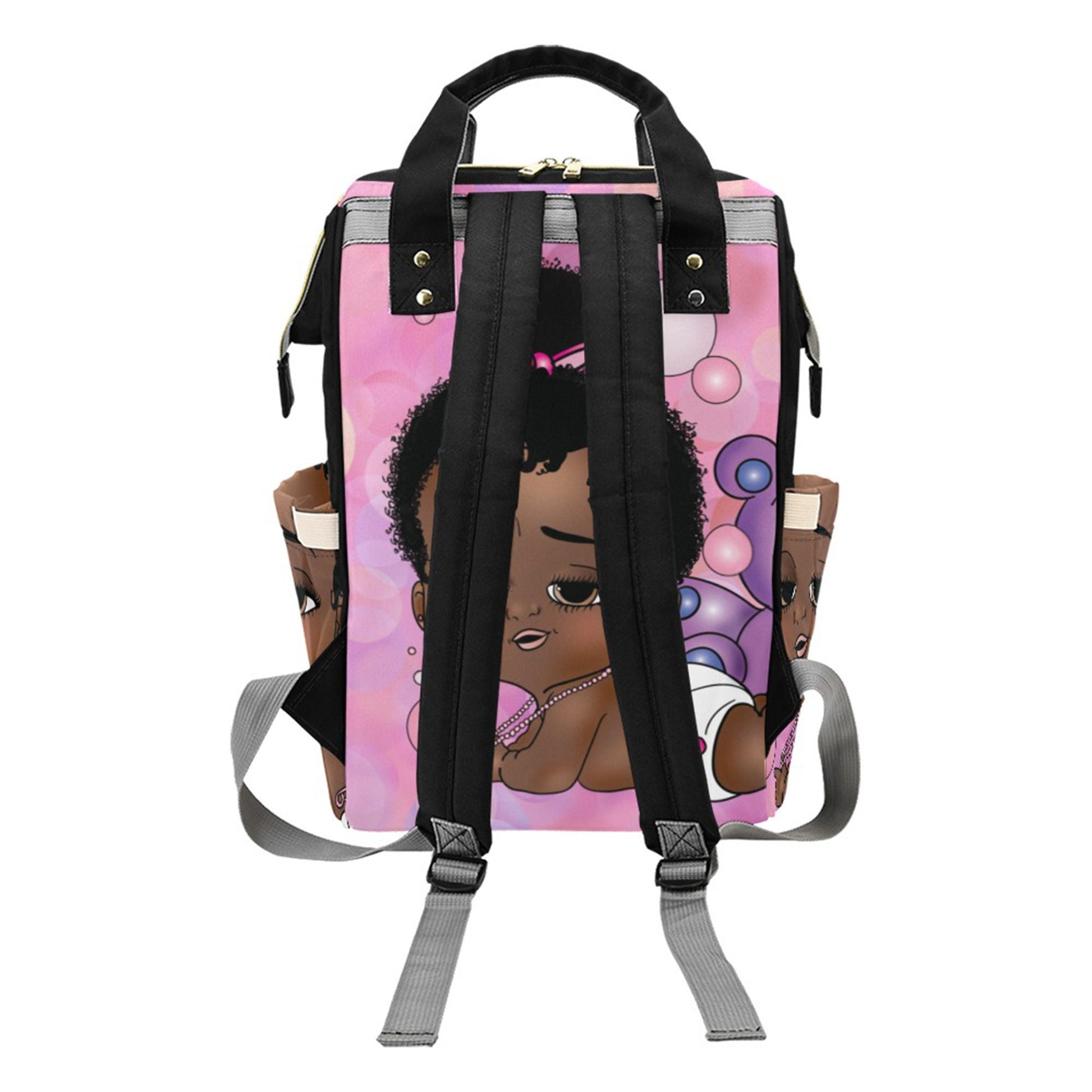 Afro Personalized Baby Bag/ Diaper Bag/ African American Baby Girl Backpack/ Clothing Bottles Bag/ Baby Shower Gift