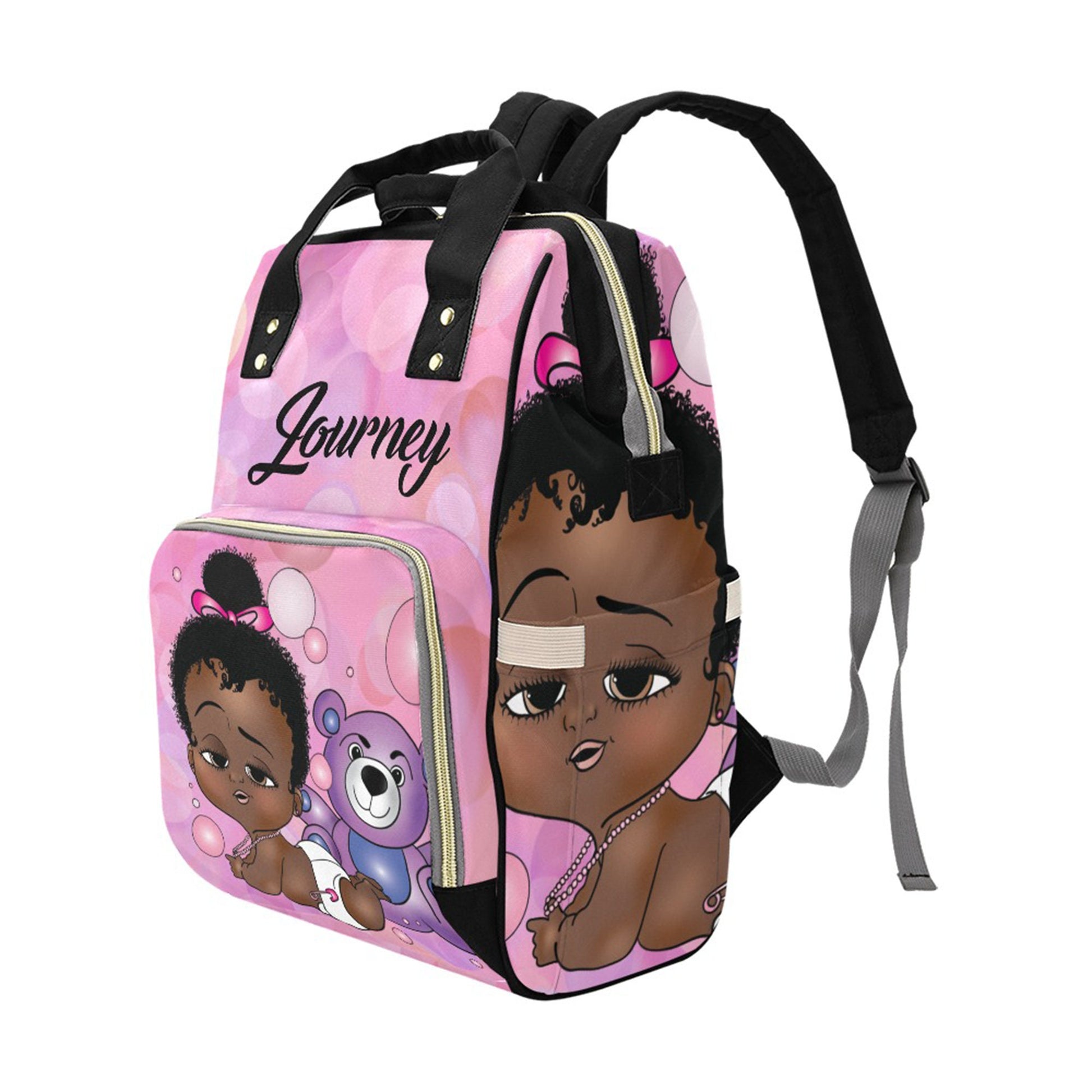 Afro Personalized Baby Bag/ Diaper Bag/ African American Baby Girl Backpack/ Clothing Bottles Bag/ Baby Shower Gift