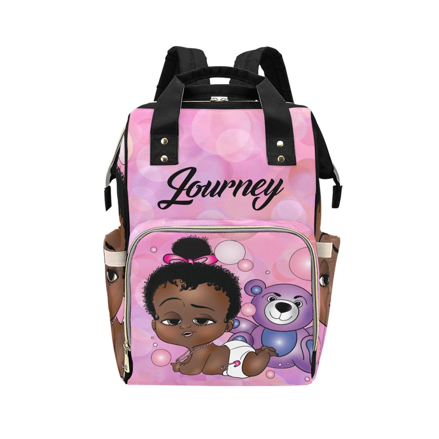 Afro Personalized Baby Bag/ Diaper Bag/ African American Baby Girl Backpack/ Clothing Bottles Bag/ Baby Shower Gift