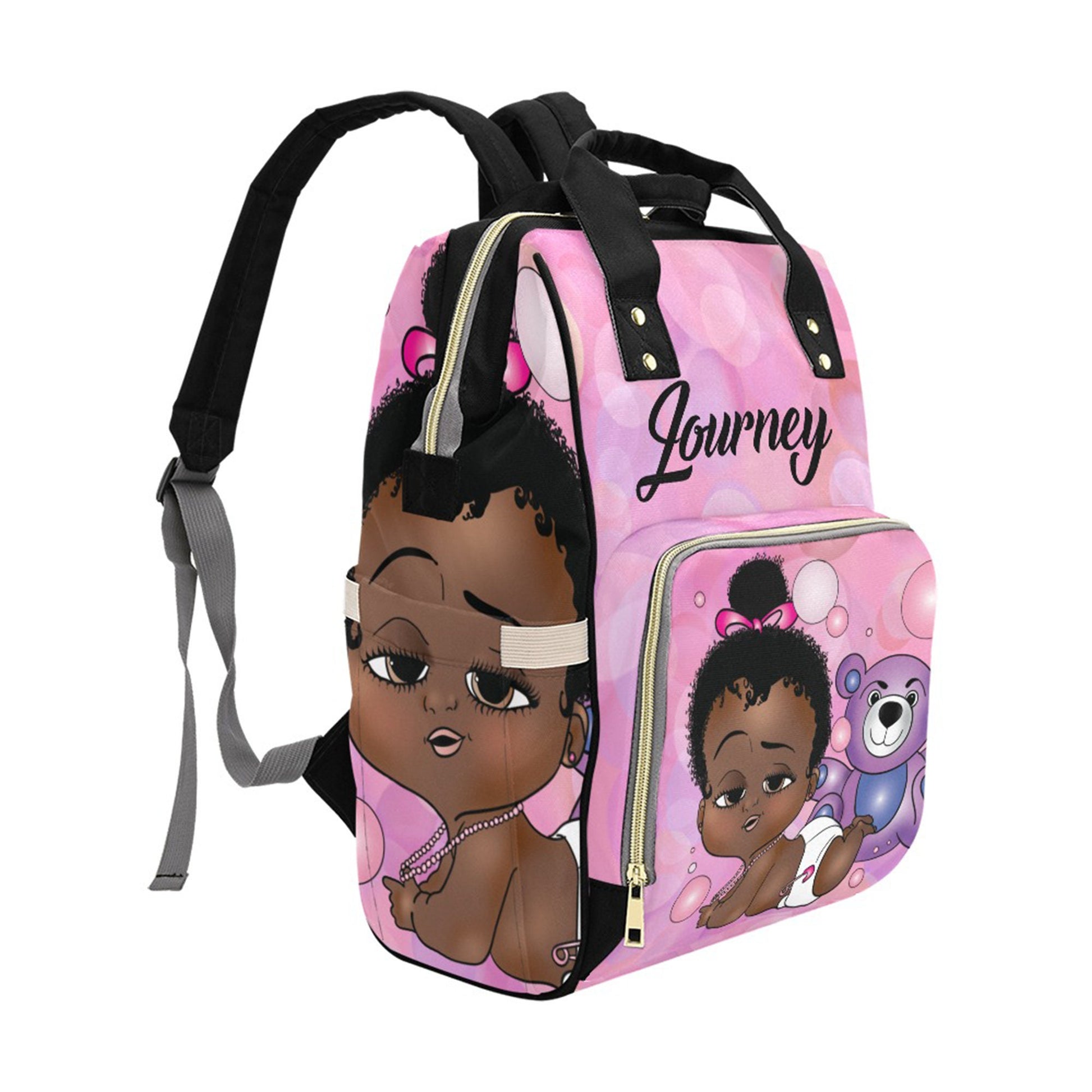 Afro Personalized Baby Bag/ Diaper Bag/ African American Baby Girl Backpack/ Clothing Bottles Bag/ Baby Shower Gift