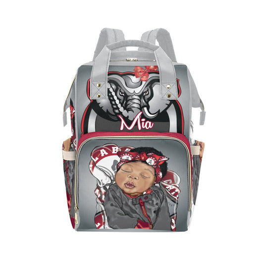 Afro Personalized Sports Baby Bag/ Diaper Bag/ African American Baby Girl Backpack/ Clothing Bottles Bag/ Baby Shower Gift