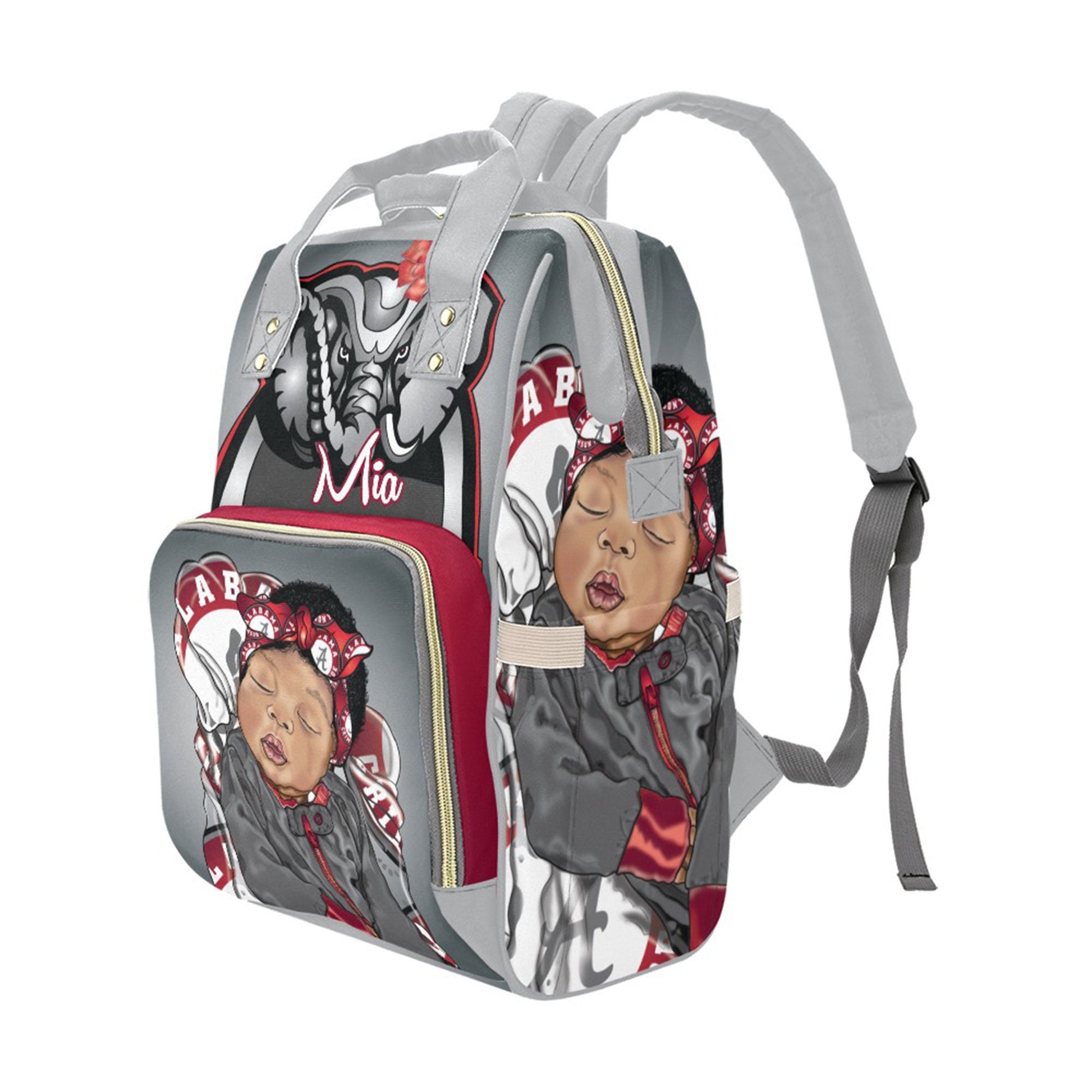 Afro Personalized Sports Baby Bag/ Diaper Bag/ African American Baby Girl Backpack/ Clothing Bottles Bag/ Baby Shower Gift