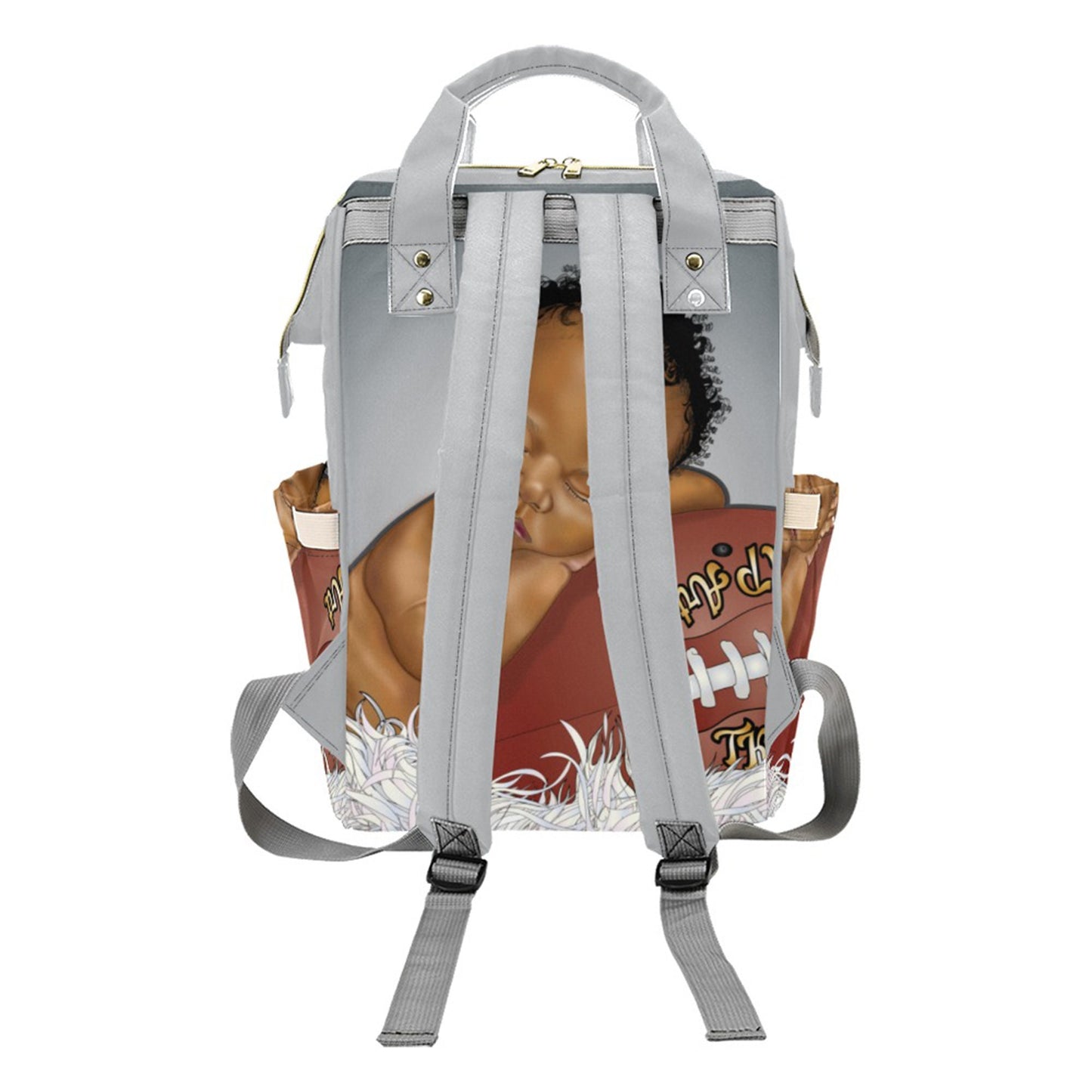Afro Personalized Sports Baby Bag/ Diaper Bag/ African American Baby Boy Backpack/ Clothing Bottles Bag/ Baby Shower Gift