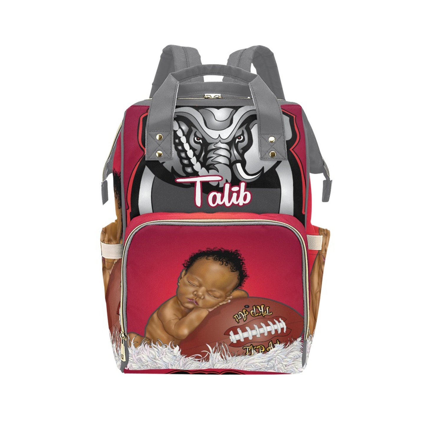 Afro Personalized Sports Baby Bag/ Diaper Bag/ African American Baby Boy Backpack/ Clothing Bottles Bag/ Baby Shower Gift