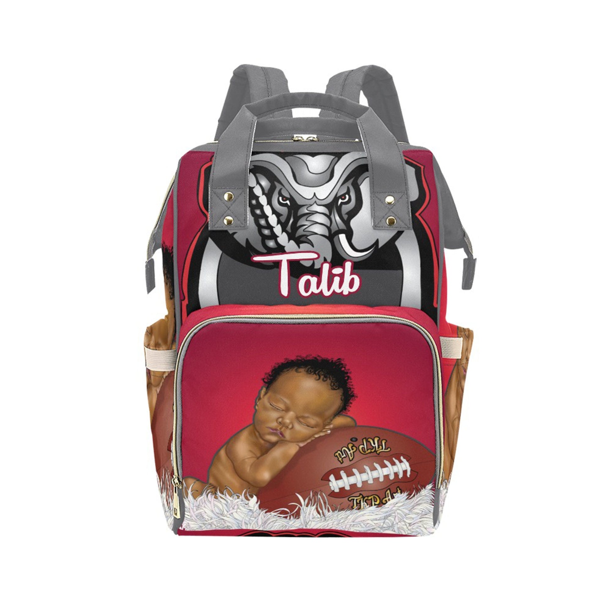 Afro Personalized Sports Baby Bag/ Diaper Bag/ African American Baby Boy Backpack/ Clothing Bottles Bag/ Baby Shower Gift