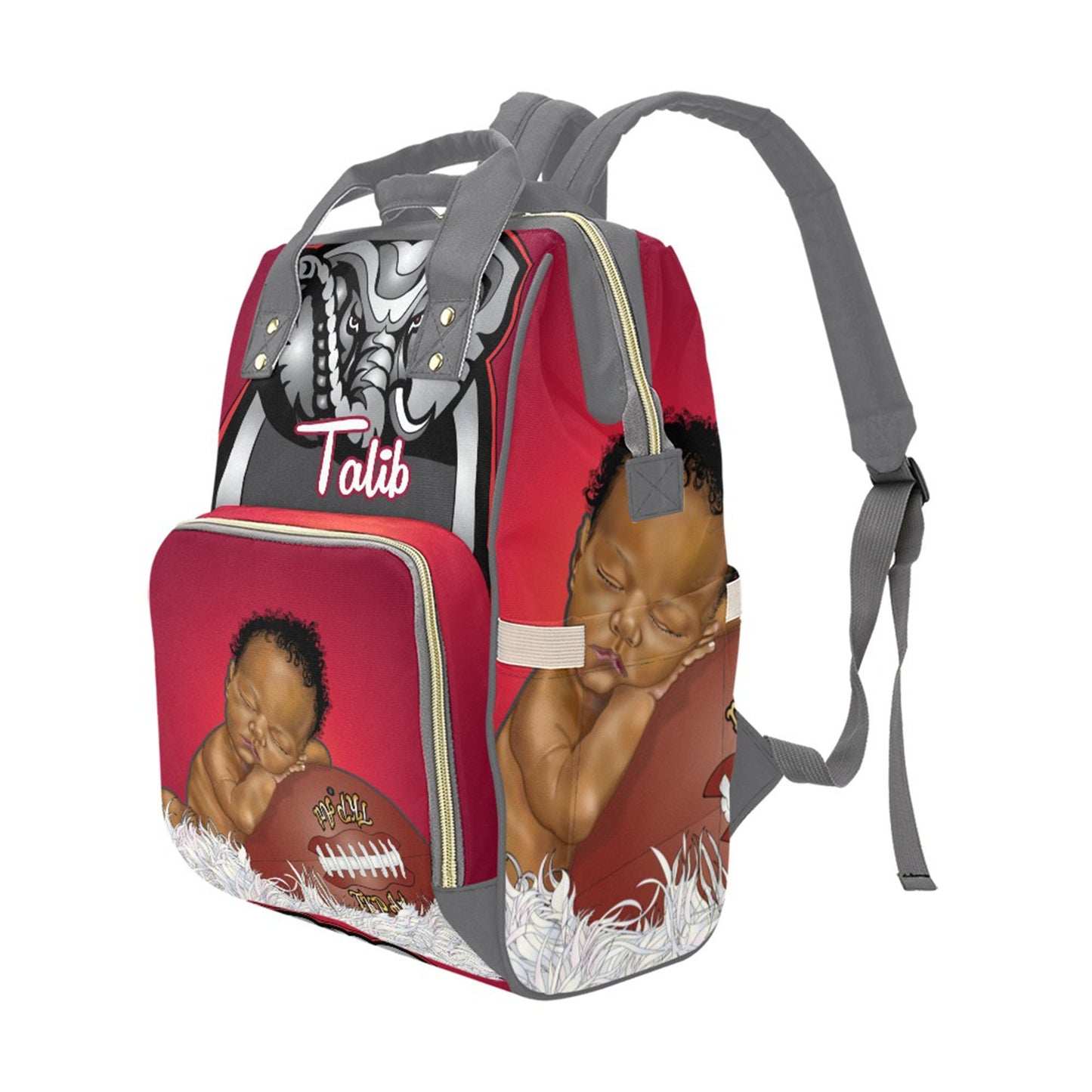 Afro Personalized Sports Baby Bag/ Diaper Bag/ African American Baby Boy Backpack/ Clothing Bottles Bag/ Baby Shower Gift