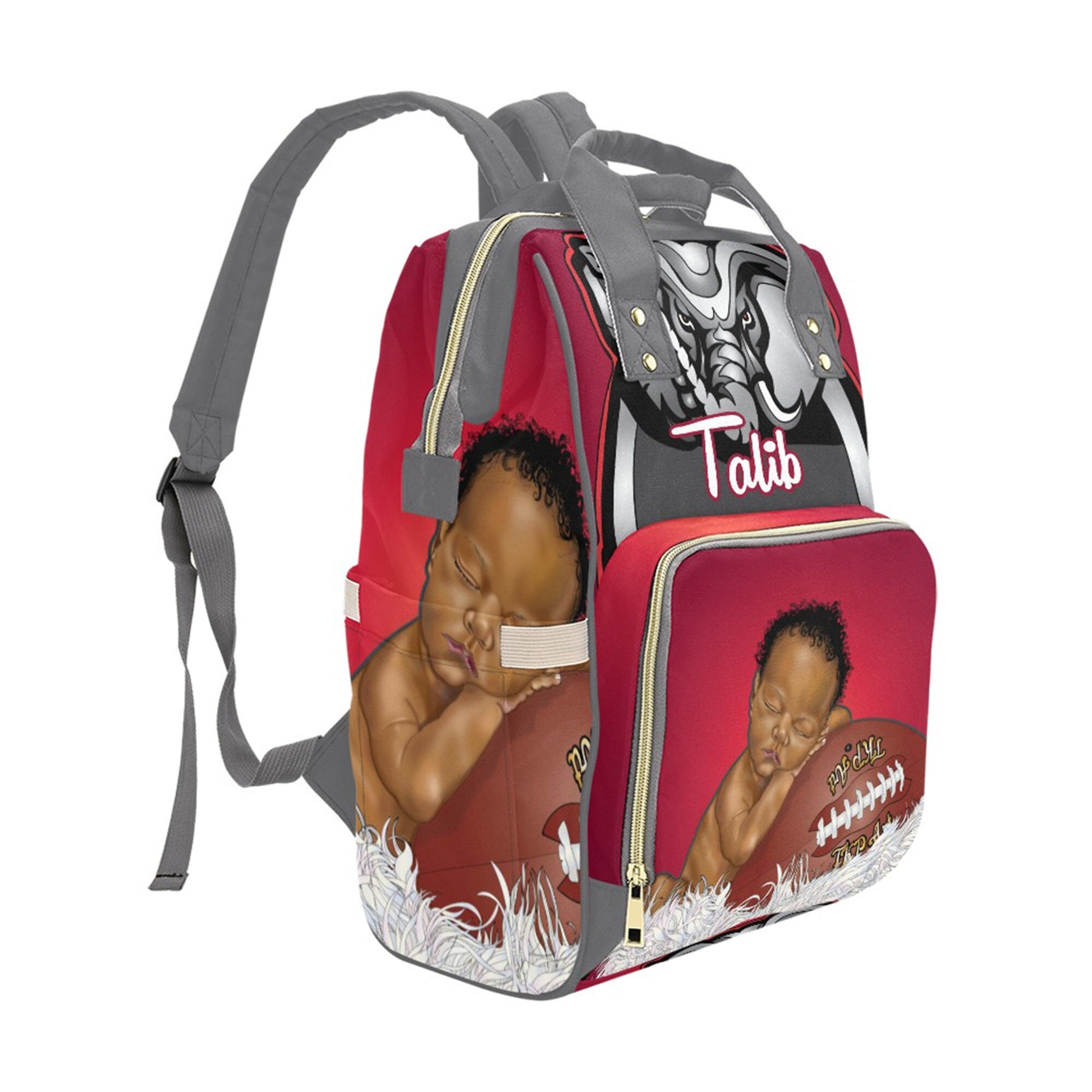Afro Personalized Sports Baby Bag/ Diaper Bag/ African American Baby Boy Backpack/ Clothing Bottles Bag/ Baby Shower Gift