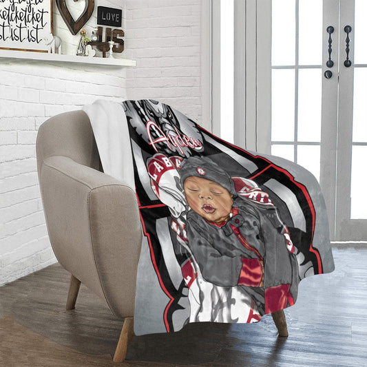 Personalized Baby Boy Sports Blanket/ fleece Blanket/ Custom Name Blanket/ Newborn Baby Boy/ Baby Shower Gift/ African American Baby Boy