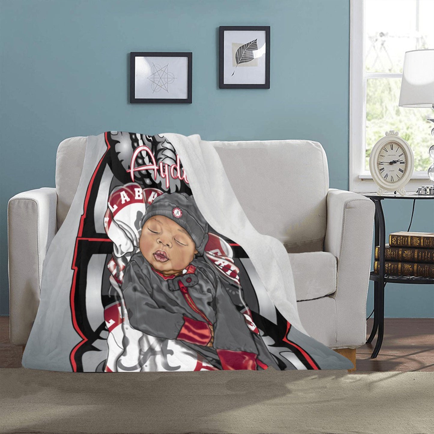 Personalized Baby Boy Sports Blanket/ fleece Blanket/ Custom Name Blanket/ Newborn Baby Boy/ Baby Shower Gift/ African American Baby Boy