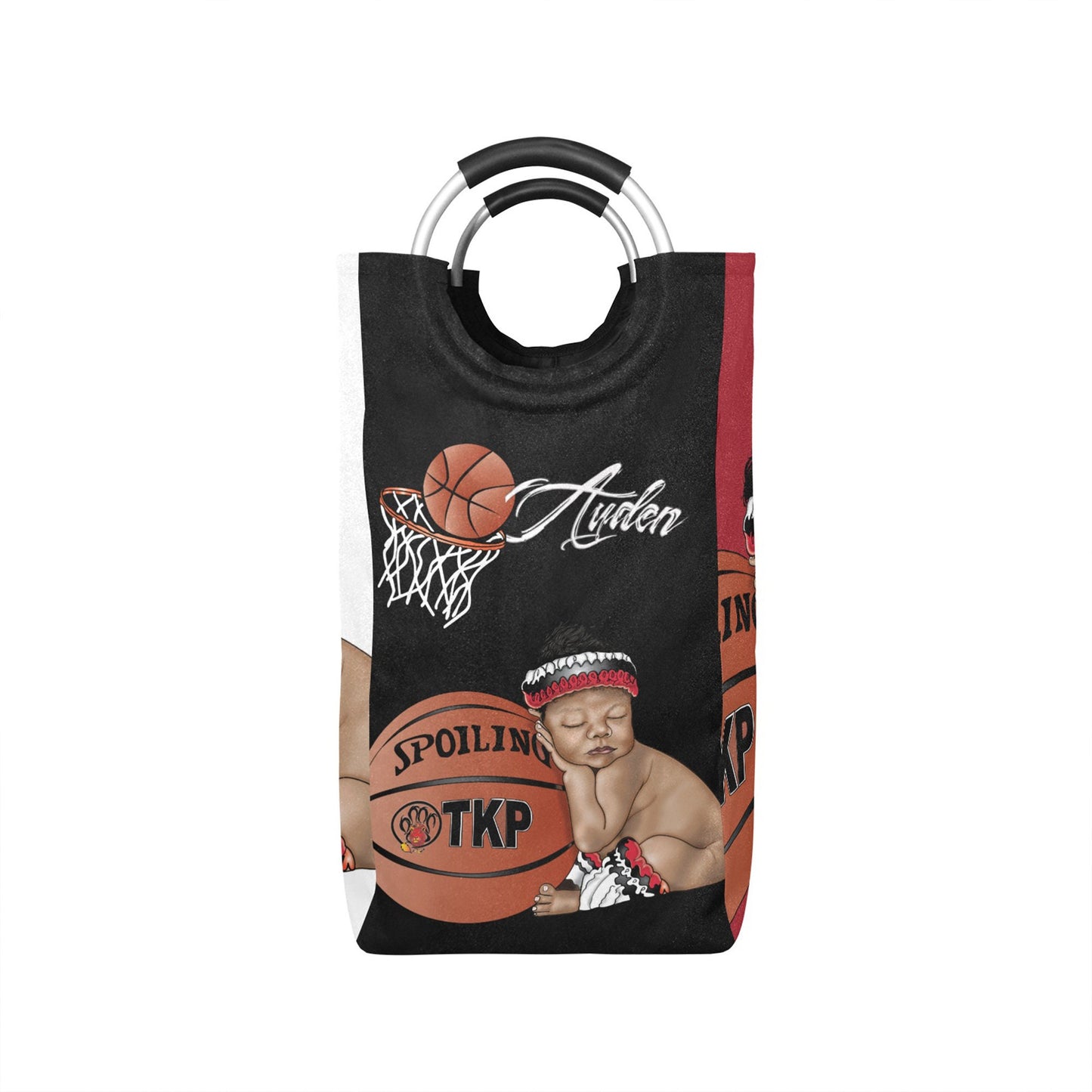 Personalized Sports Baby Hamper/ Laundry Bag/ Basketball/ African American Baby Boy Laundry Basket/ Storage Basket/ Baby Shower Gift
