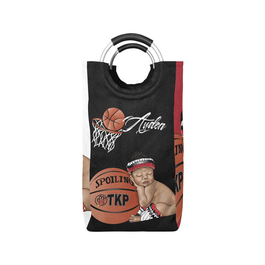 Personalized Sports Baby Hamper/ Laundry Bag/ Basketball/ African American Baby Boy Laundry Basket/ Storage Basket/ Baby Shower Gift
