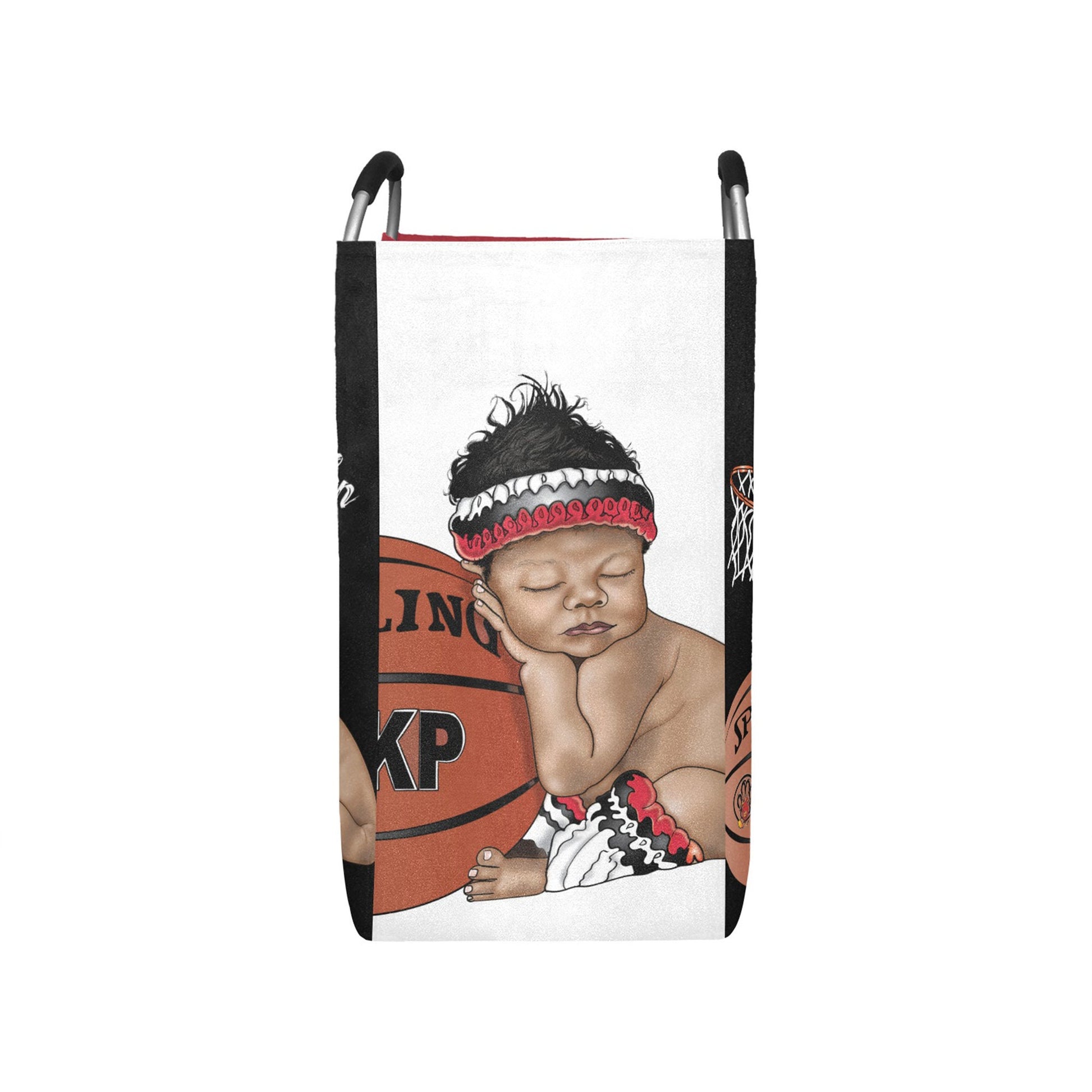 Personalized Sports Baby Hamper/ Laundry Bag/ Basketball/ African American Baby Boy Laundry Basket/ Storage Basket/ Baby Shower Gift