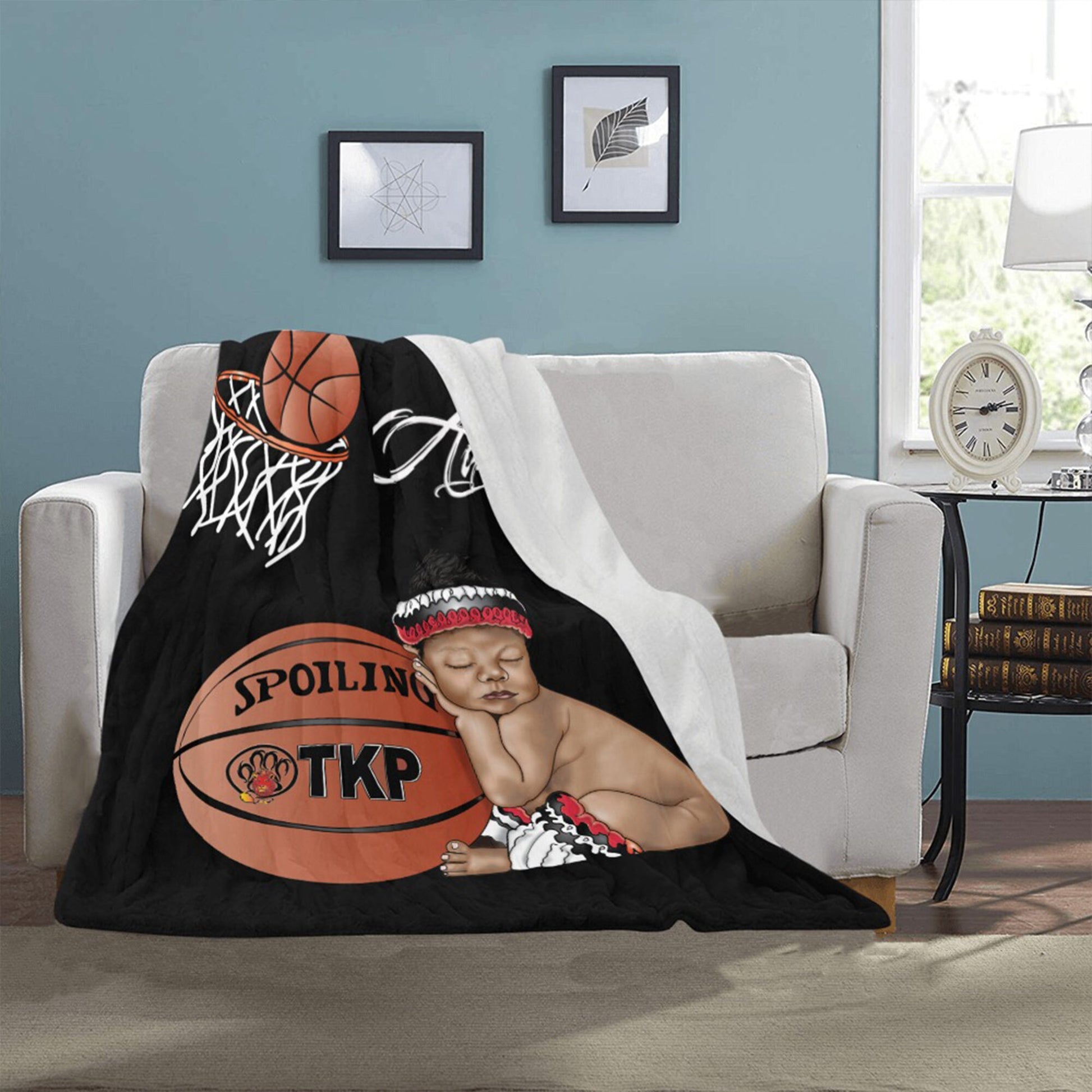Personalized Sports Baby Boy Blanket/ fleece Blanket/ Custom Name Blanket/ Newborn Baby Boy/ Baby Shower Gift/ African American Baby Boy