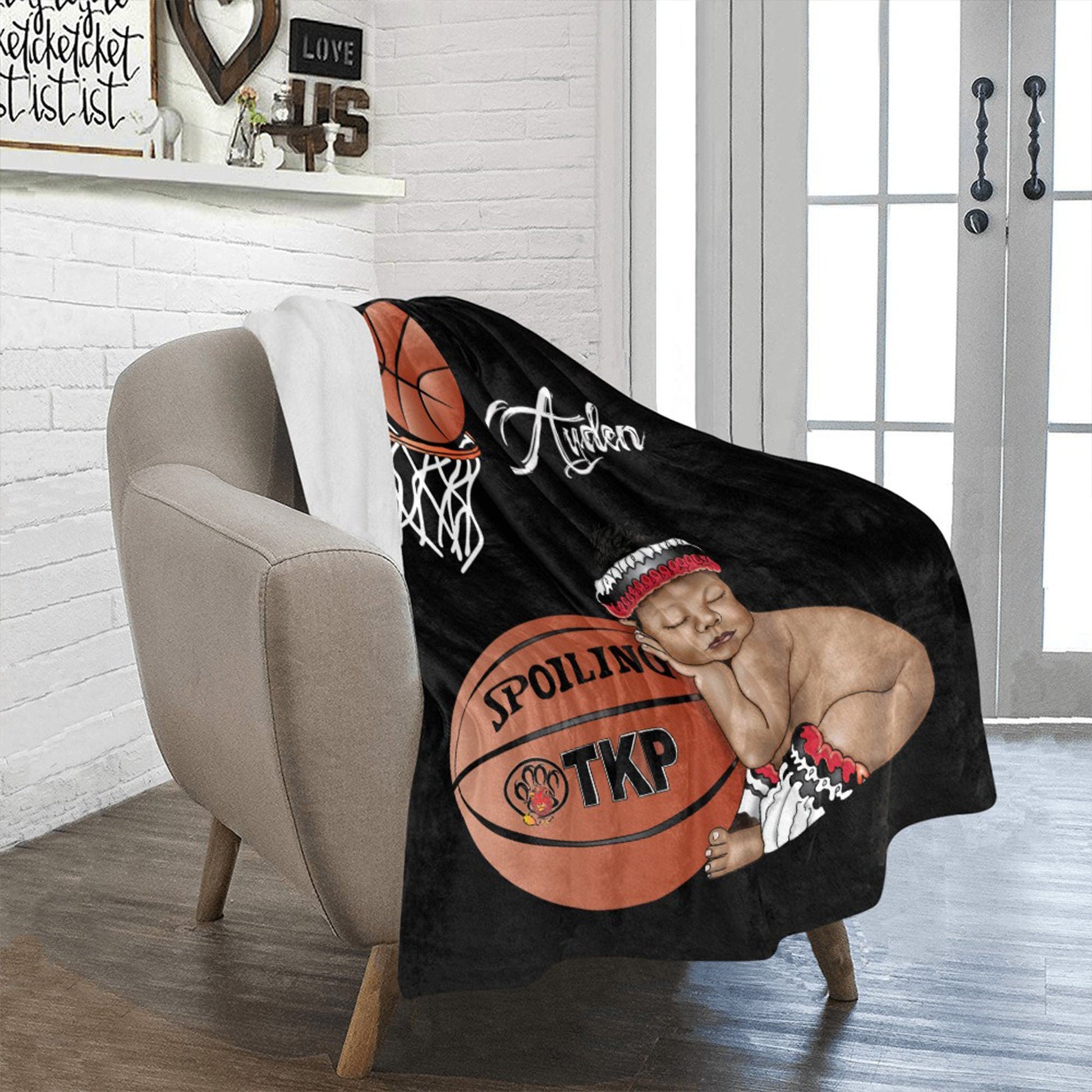 Personalized Sports Baby Boy Blanket/ fleece Blanket/ Custom Name Blanket/ Newborn Baby Boy/ Baby Shower Gift/ African American Baby Boy