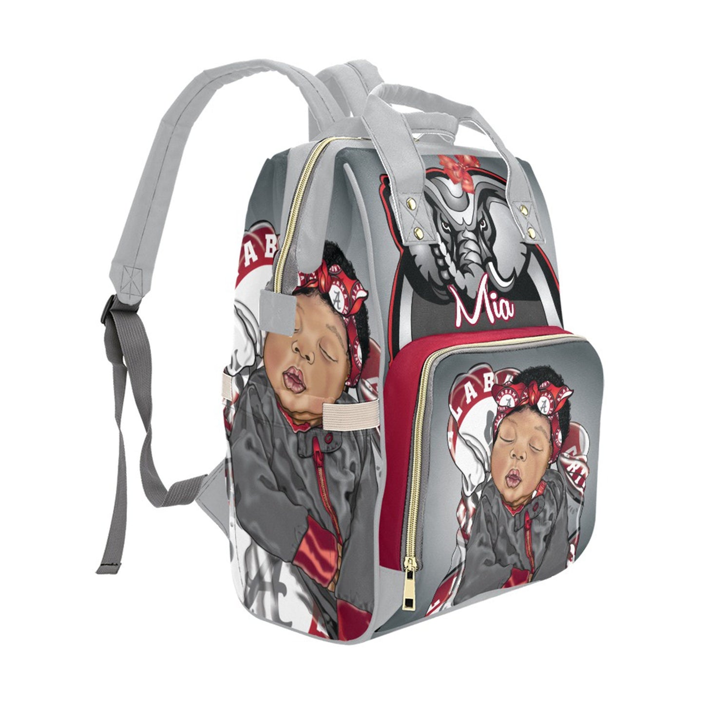 Afro Personalized Sports Baby Bag/ Diaper Bag/ African American Baby Girl Backpack/ Clothing Bottles Bag/ Baby Shower Gift