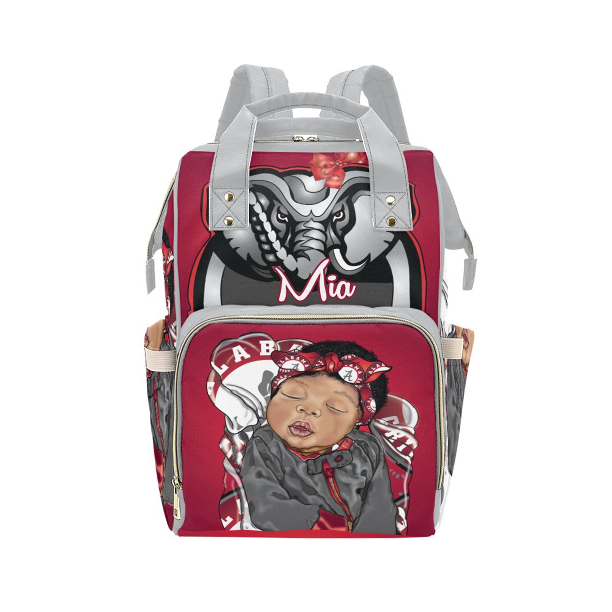 Afro Personalized Sports Baby Bag/ Diaper Bag/ African American Baby Girl Backpack/ Alabama Bag/ Baby Shower Gift