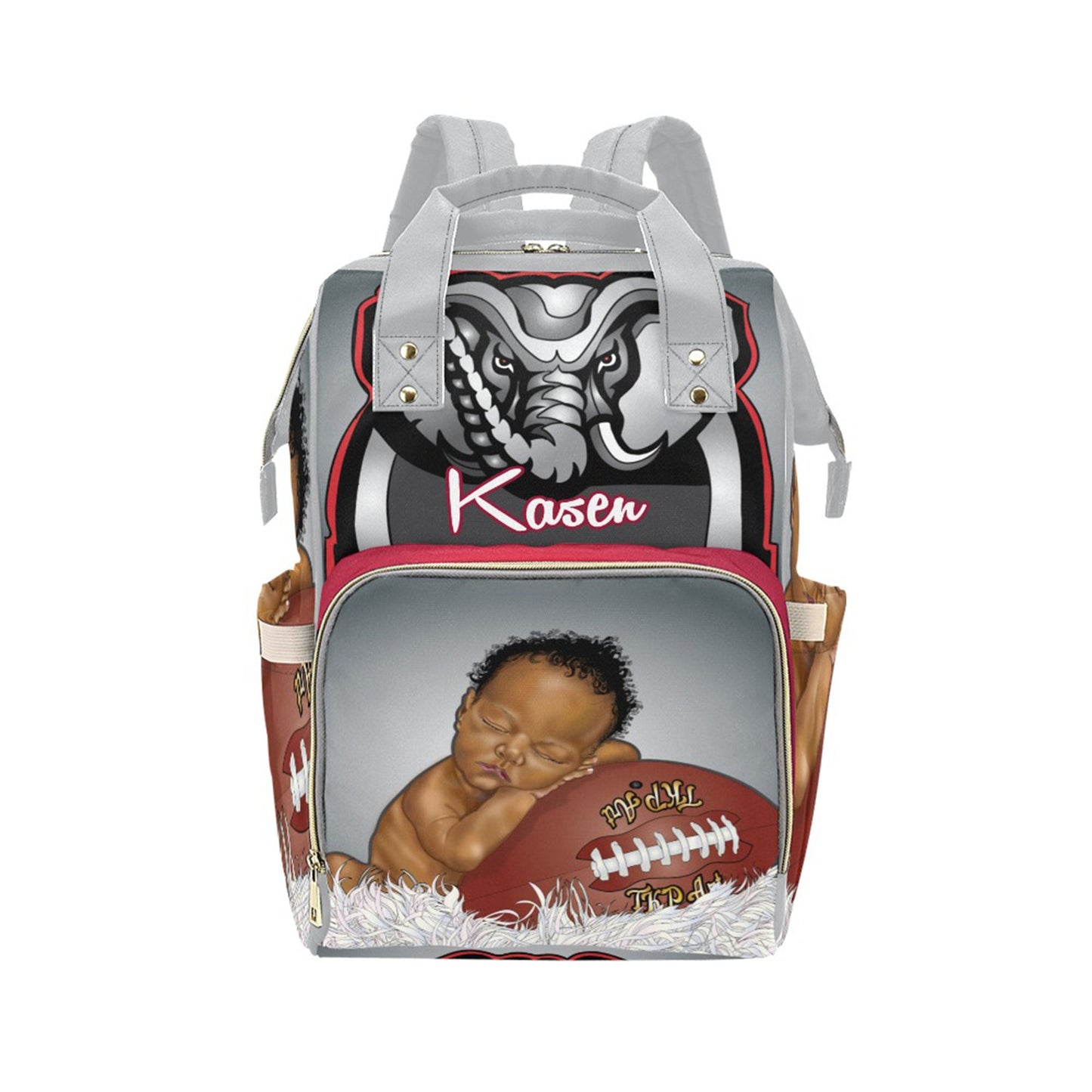 Afro Personalized Sports Baby Bag/ Diaper Bag/ African American Baby Boy Backpack/ Clothing Bottles Bag/ Baby Shower Gift