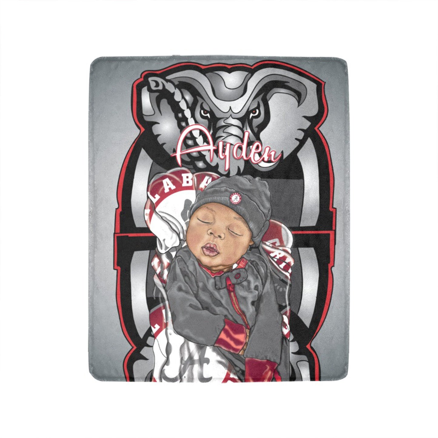 Personalized Baby Boy Sports Blanket/ fleece Blanket/ Custom Name Blanket/ Newborn Baby Boy/ Baby Shower Gift/ African American Baby Boy