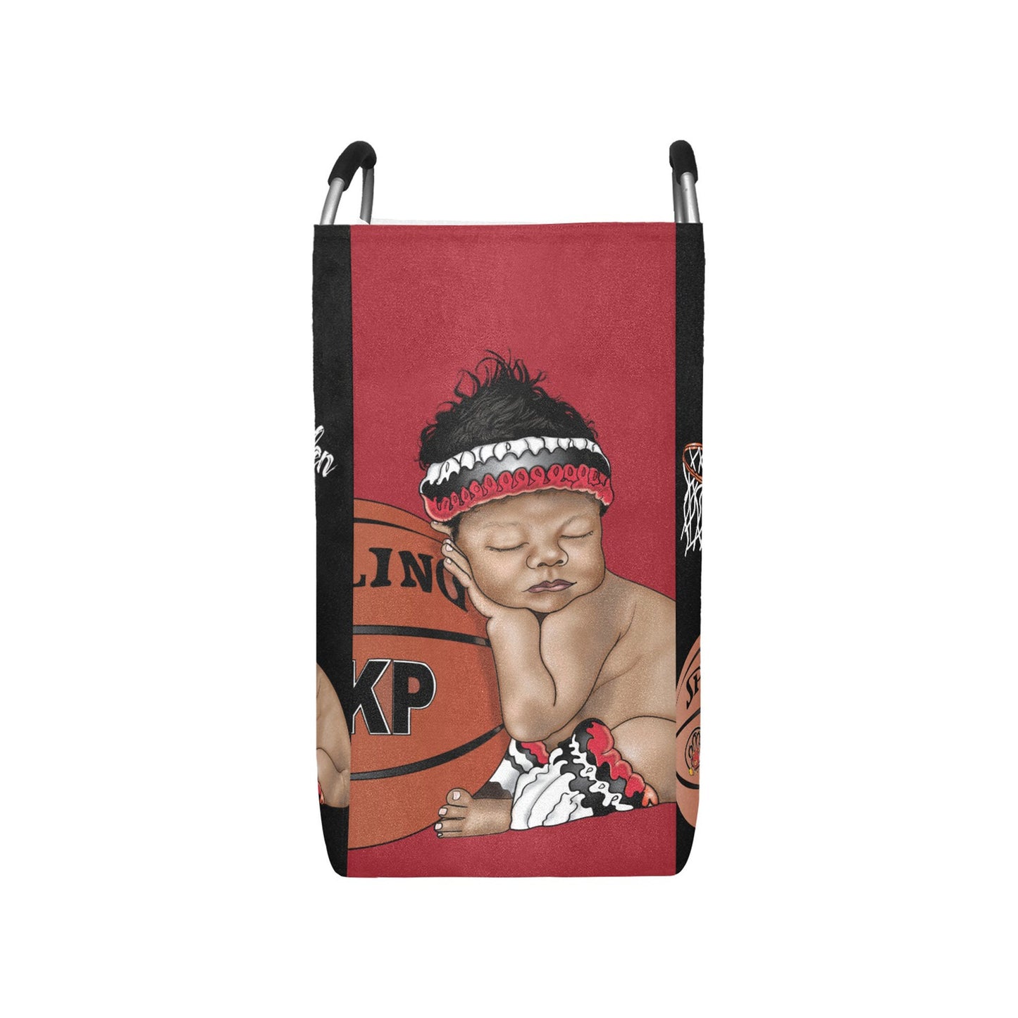 Personalized Sports Baby Hamper/ Laundry Bag/ Basketball/ African American Baby Boy Laundry Basket/ Storage Basket/ Baby Shower Gift